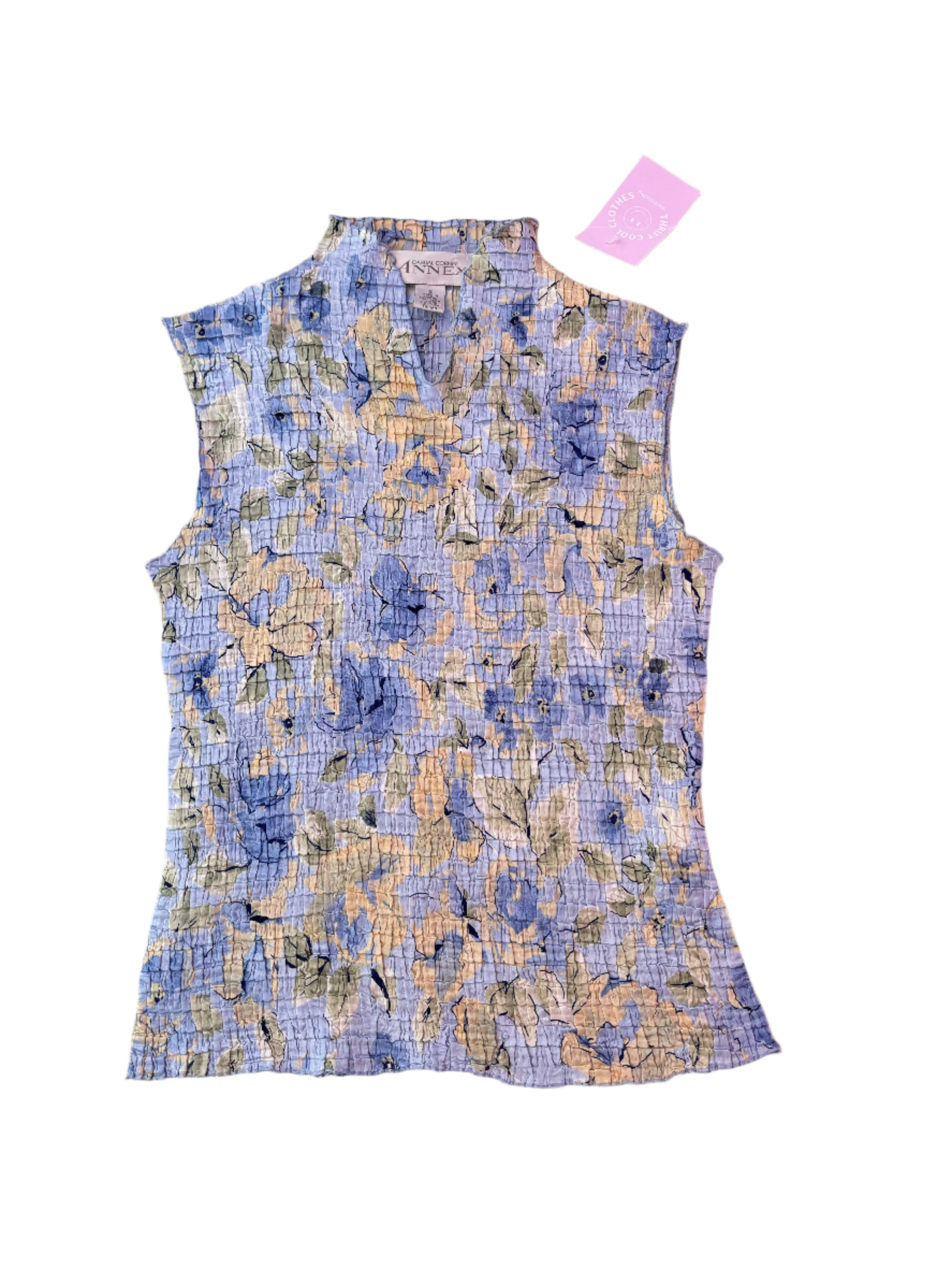 blue yellow annex textured floral tank, s