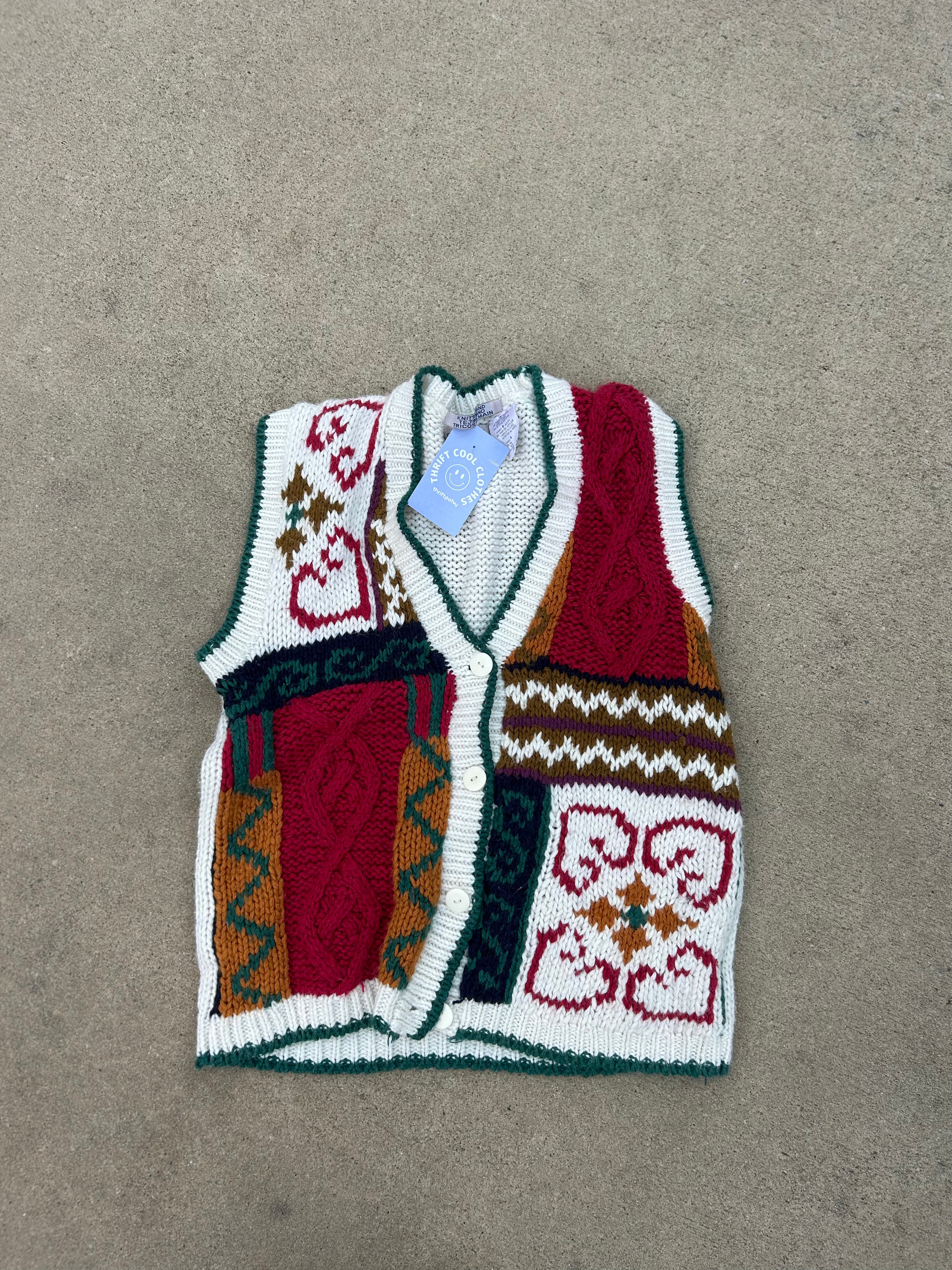 White red Huntington ridge Knit sweater vest, M