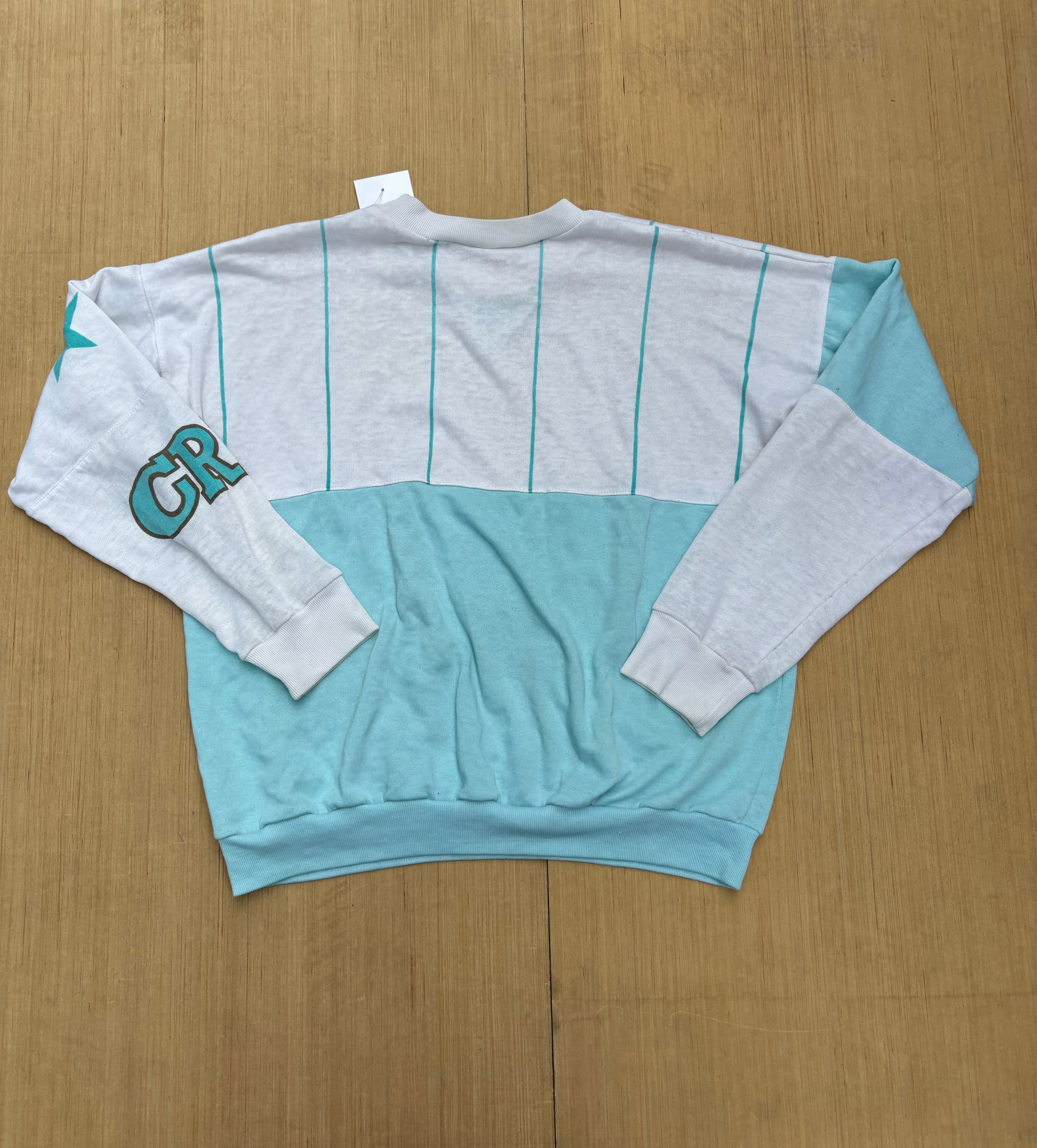 Teal white  Vtg Cambridge crew crewneck, L