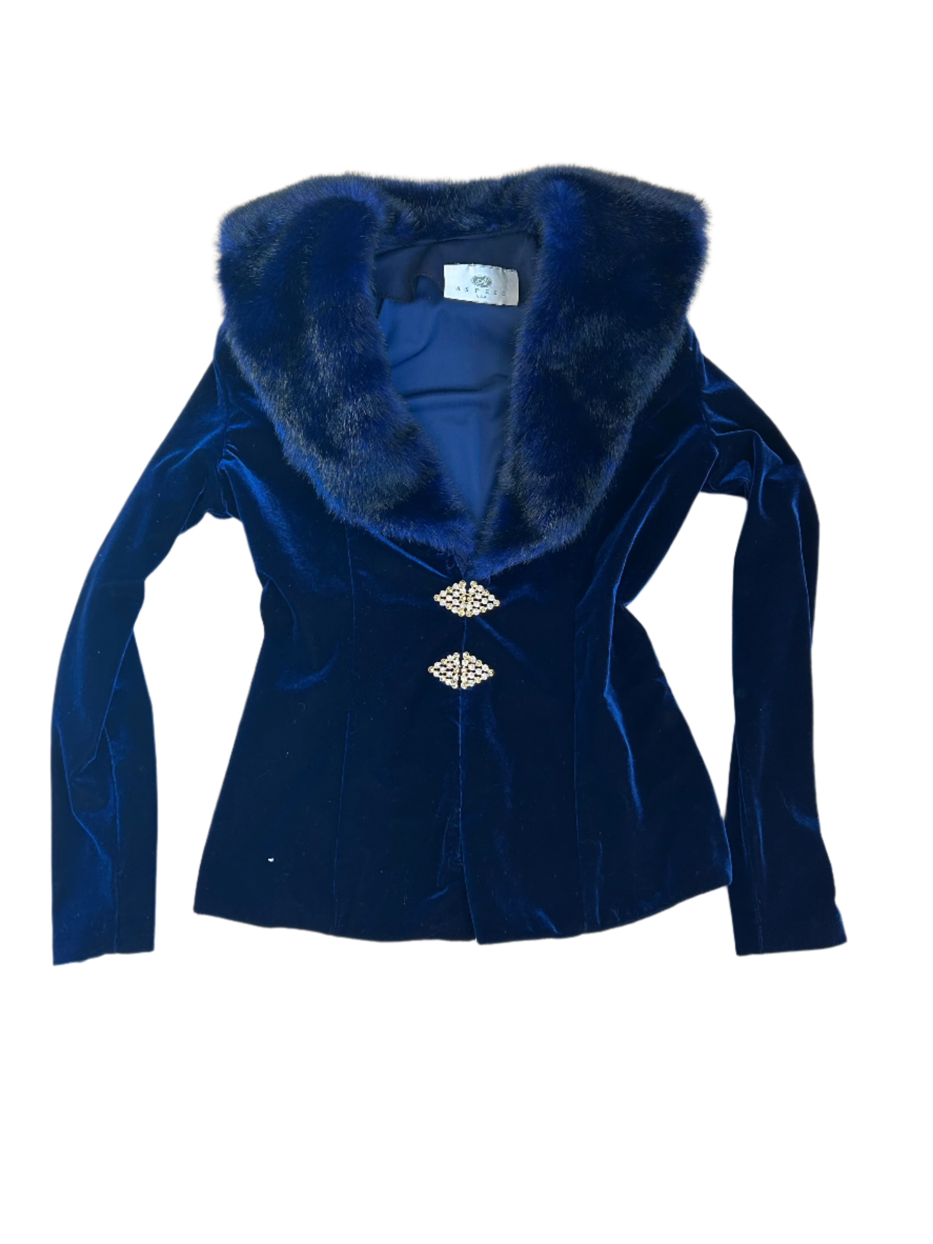 blue aspeed velvet fur sweater, S