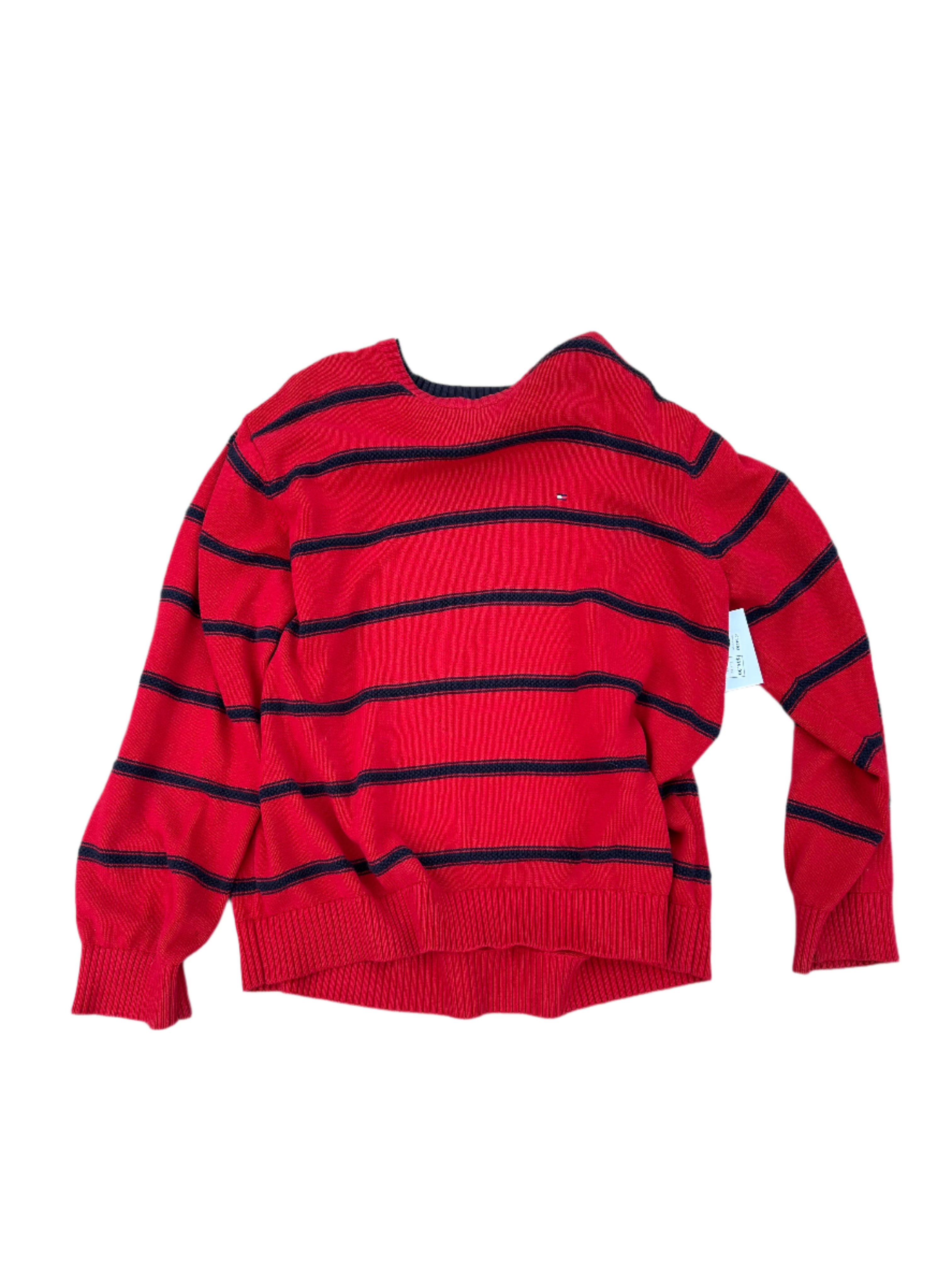 red navy tommy hilfiger striped sweater, xxl