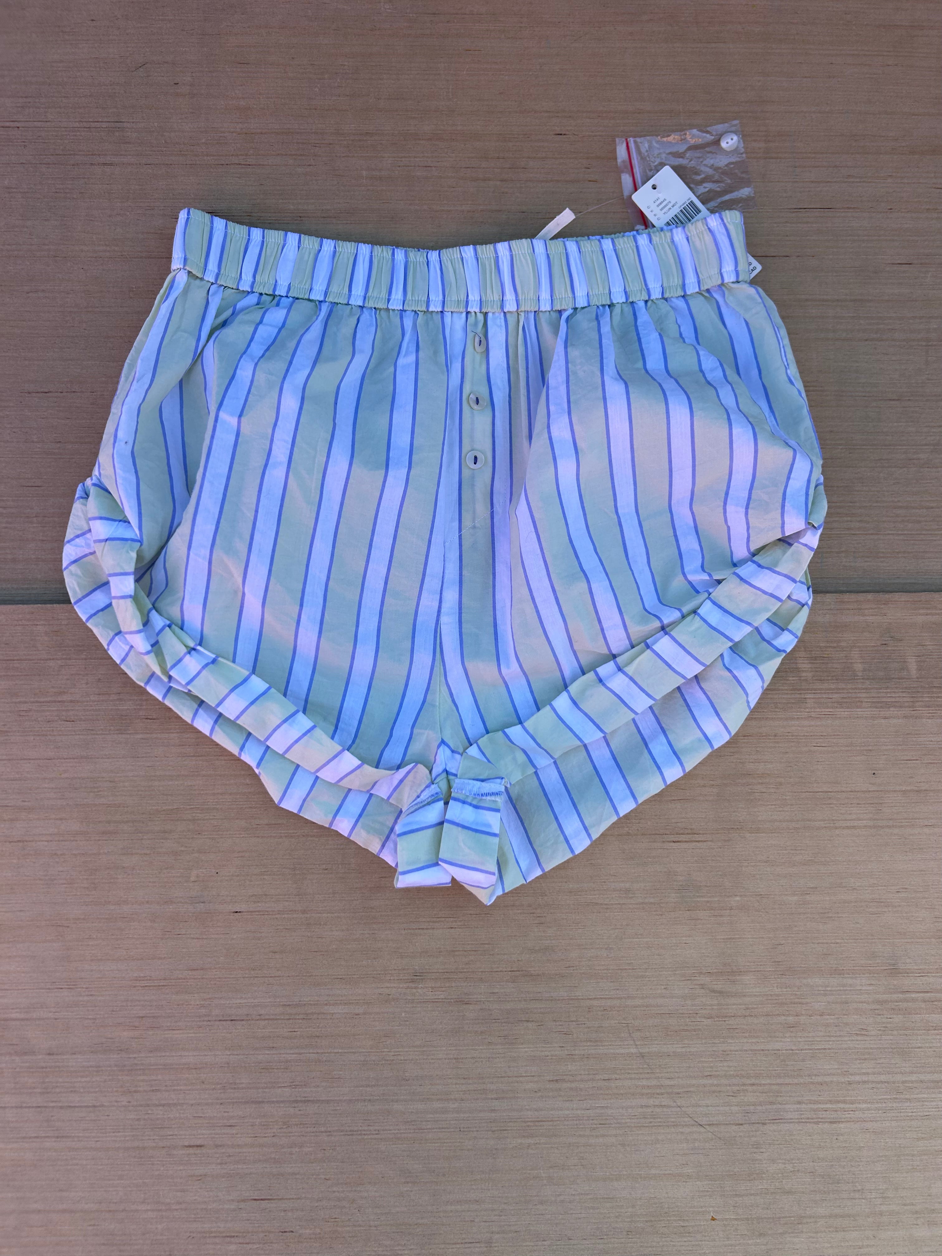 blue green Anthropologie striped booty boxers, xxs