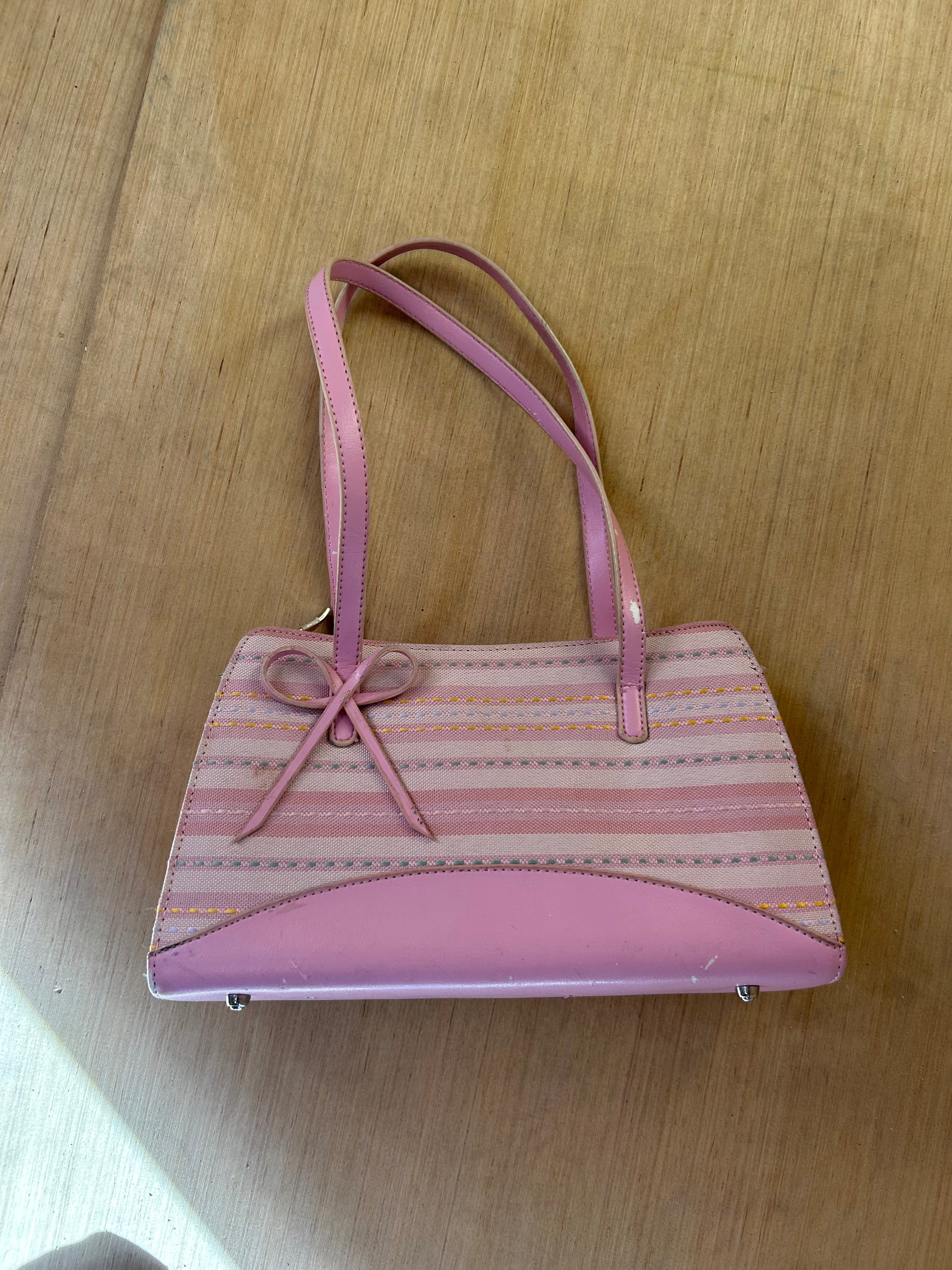 pink  striped purse