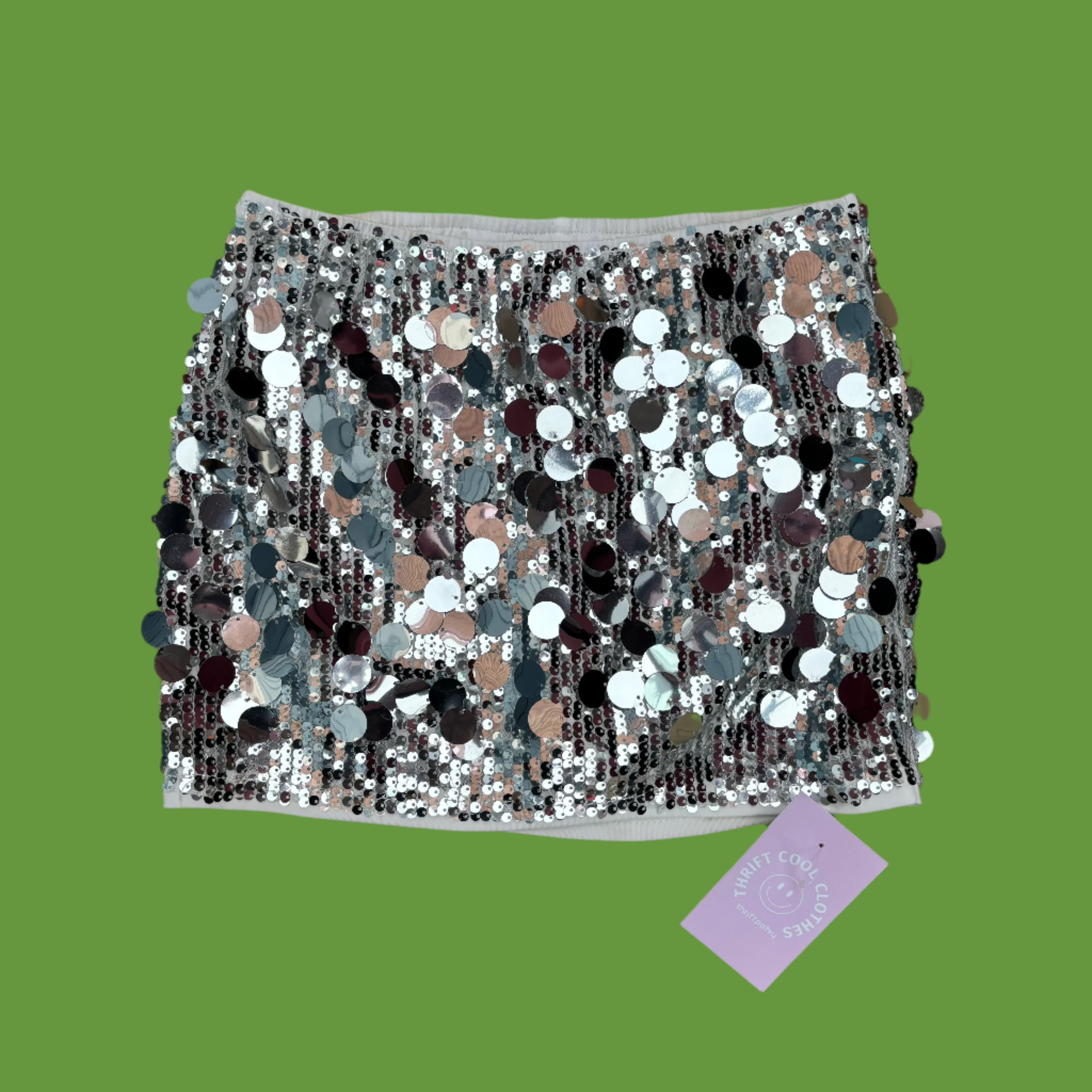 silver shein sequin mini, s