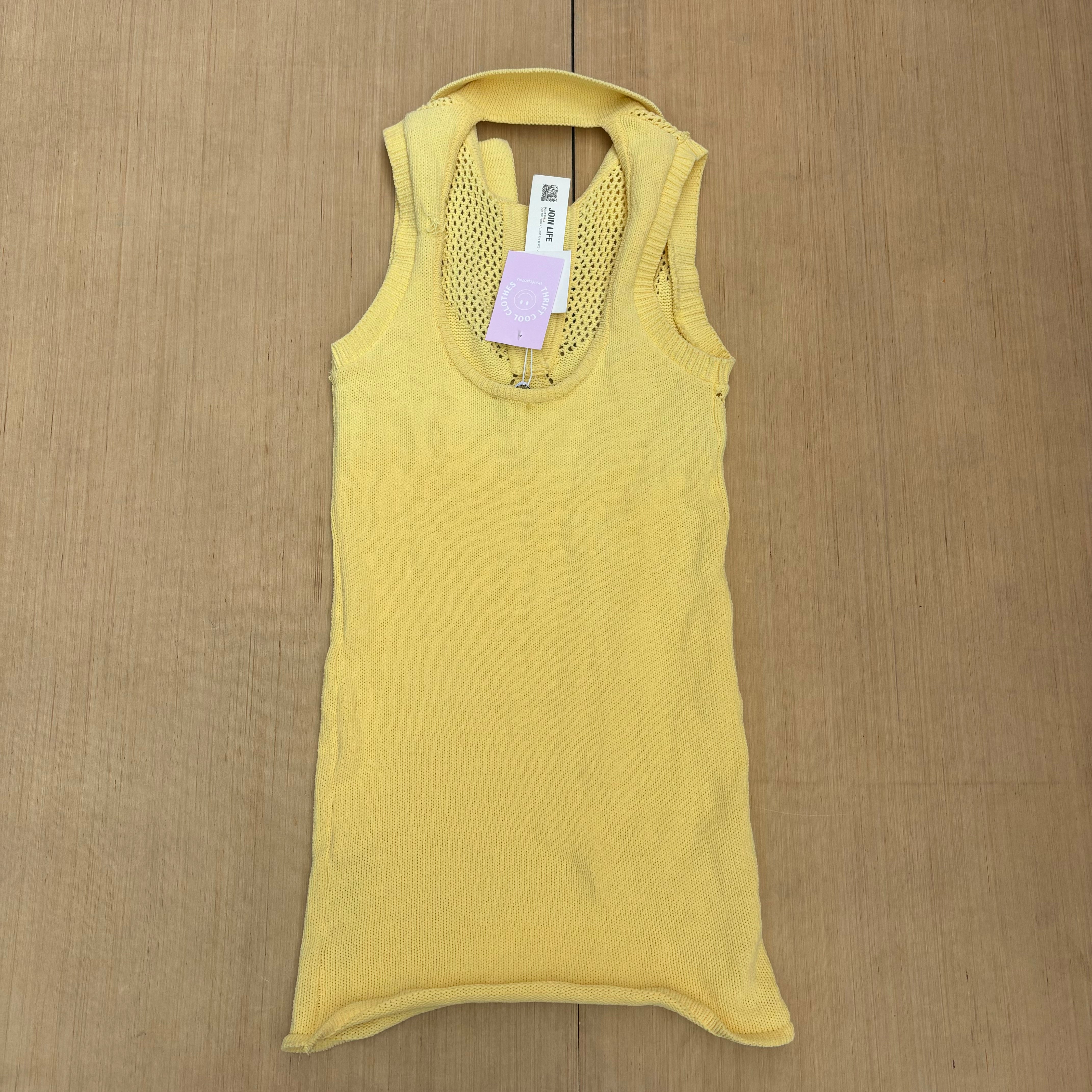 yellow zara nwt knit halter dress, s