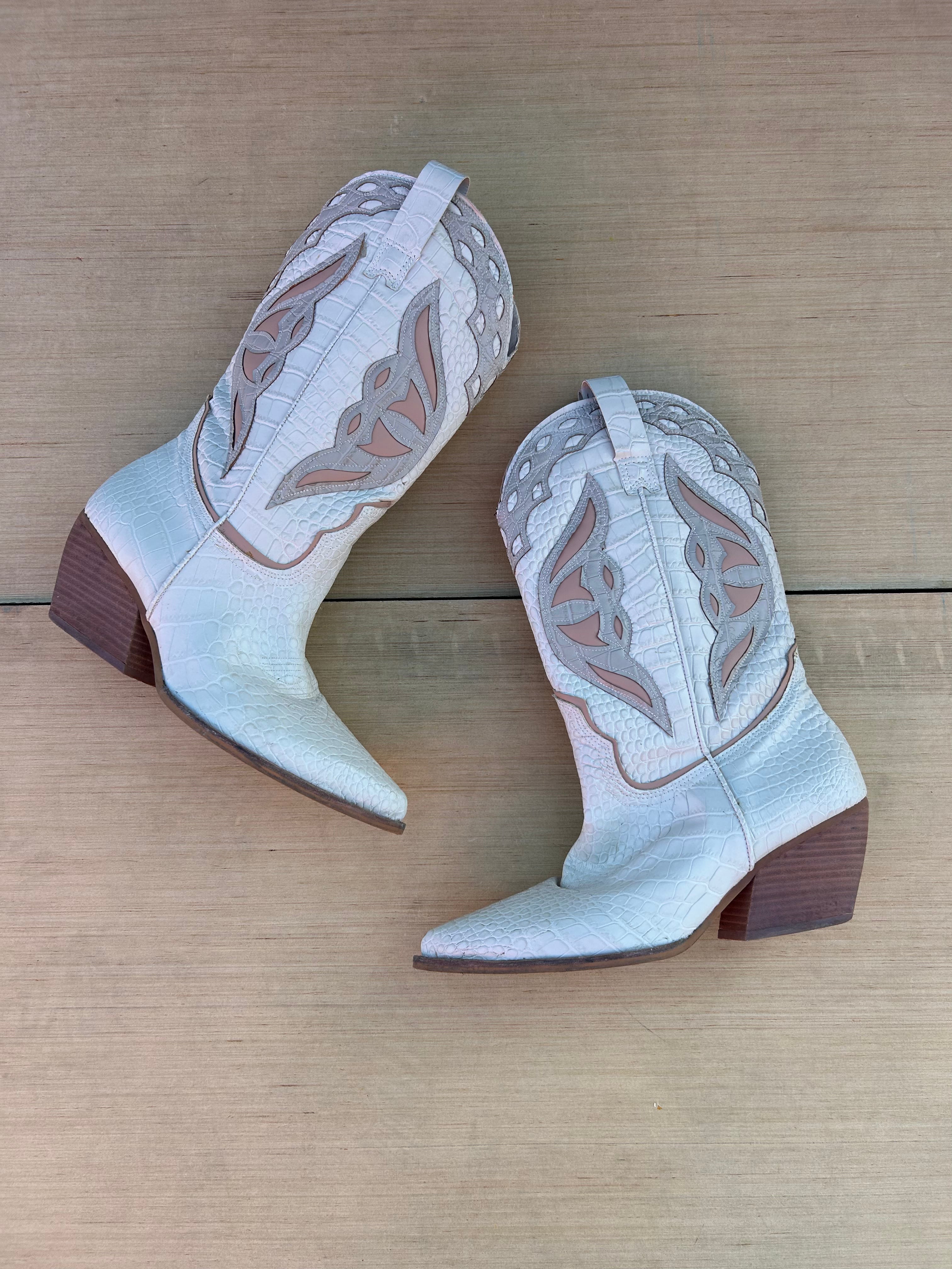 white steve madden cowboy boots, 11 womens