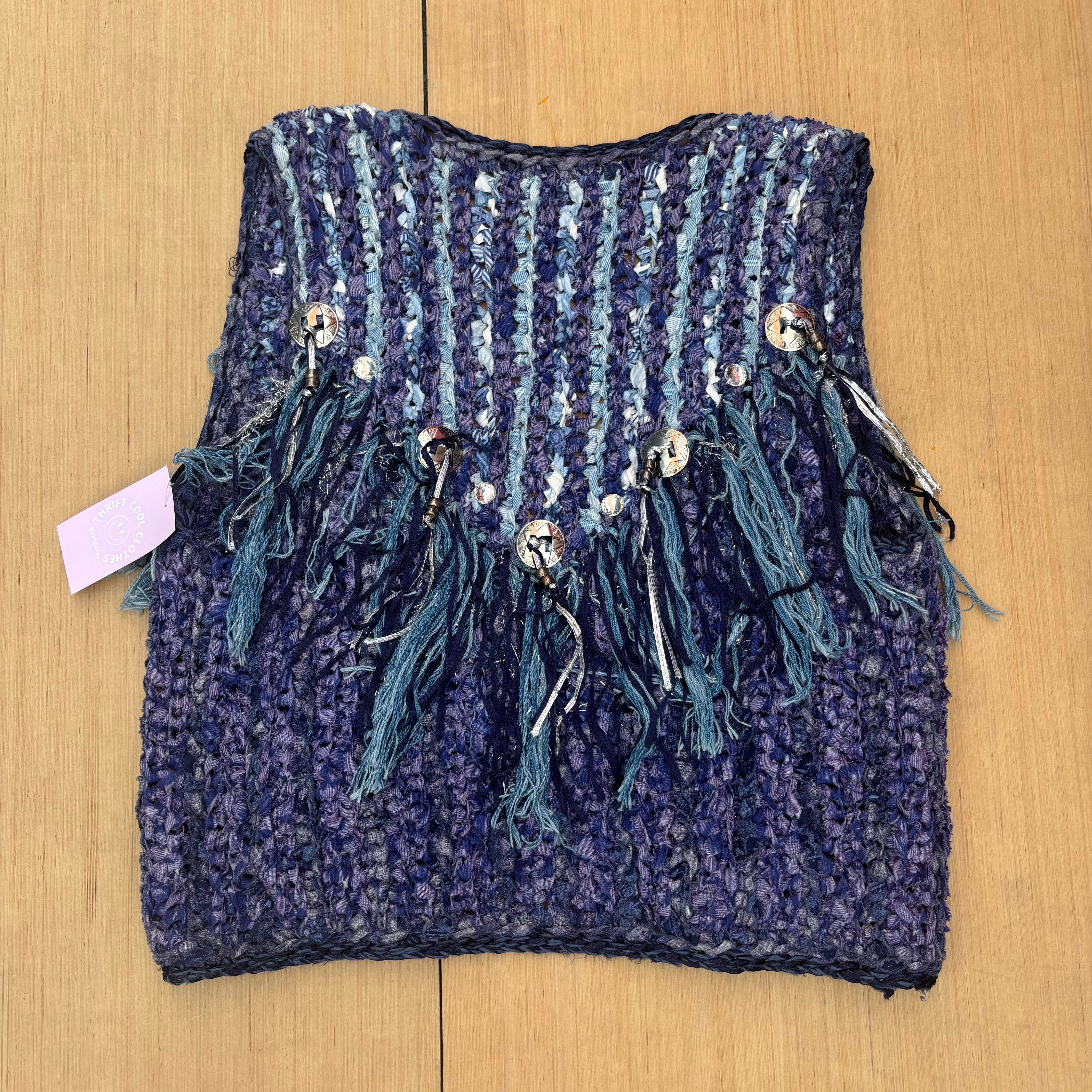 purple blue estelle weave western vest, m