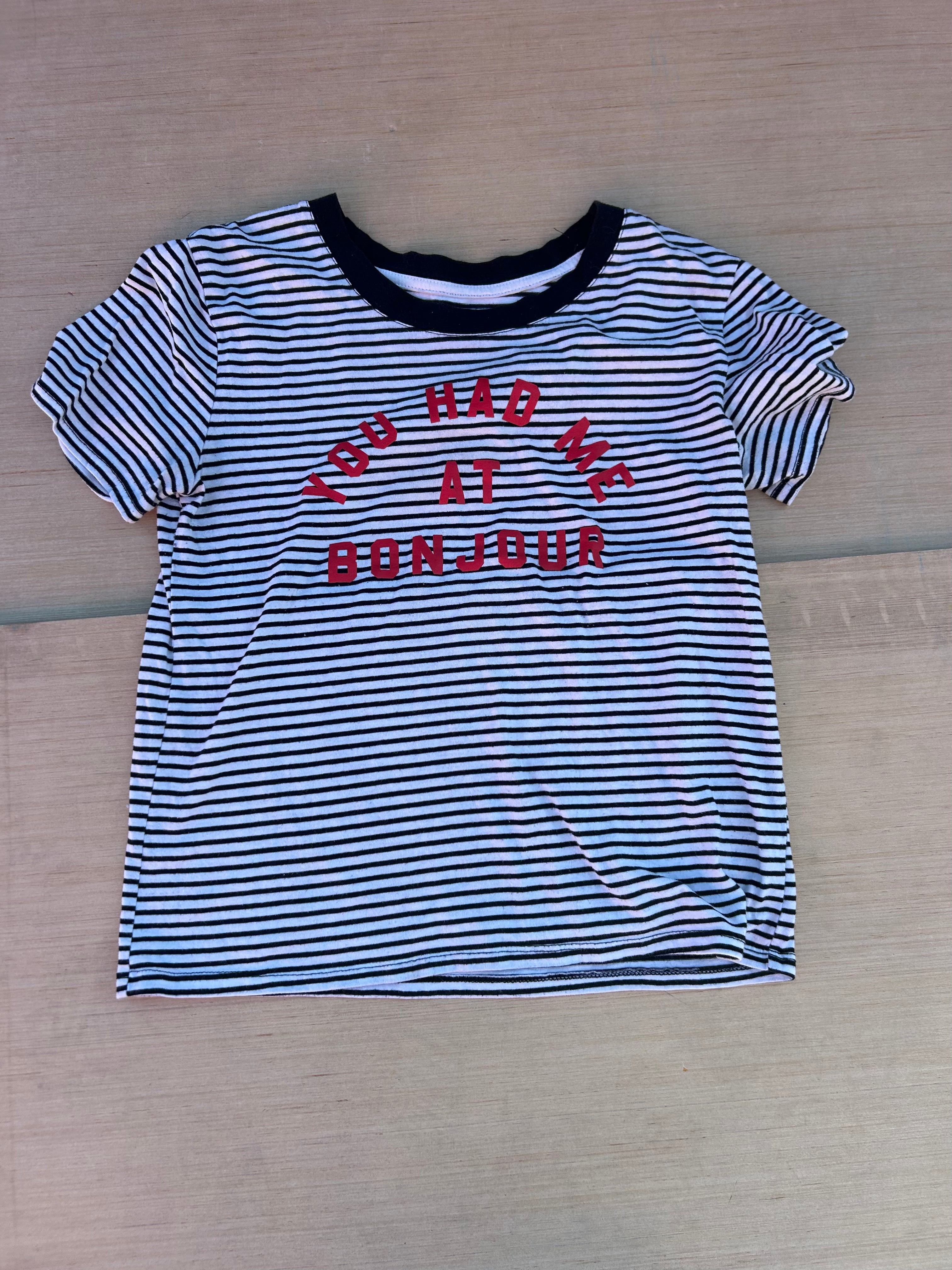 b&w  bonjour striped tee, s