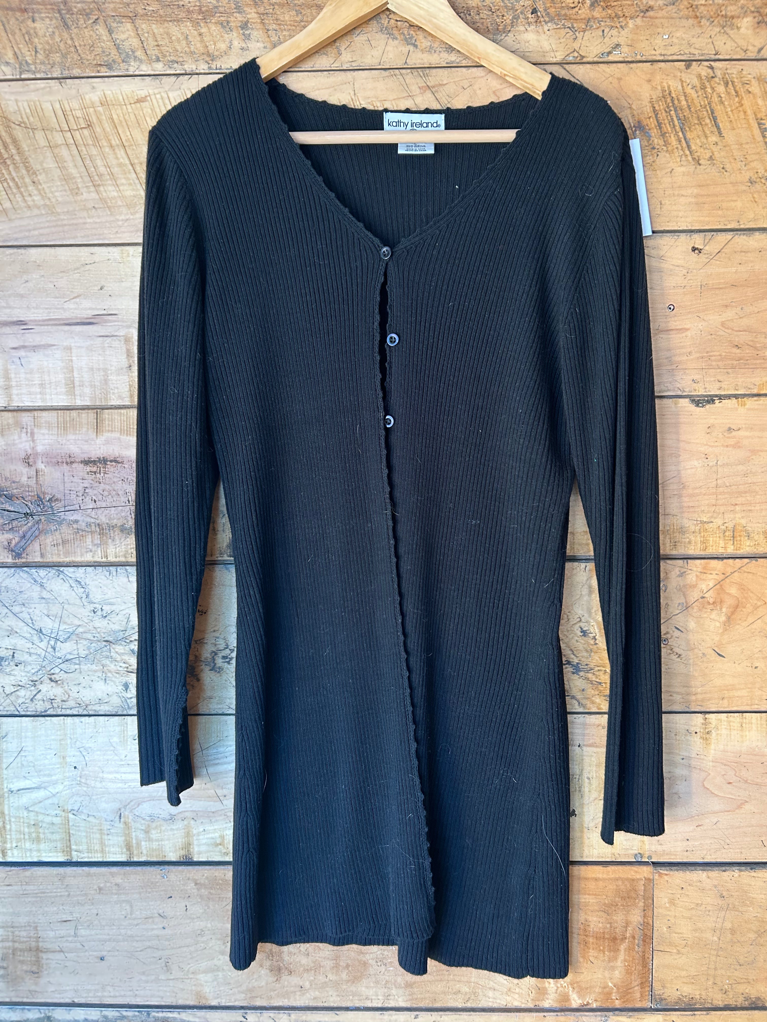 black kathy ireland cardigan dress, L