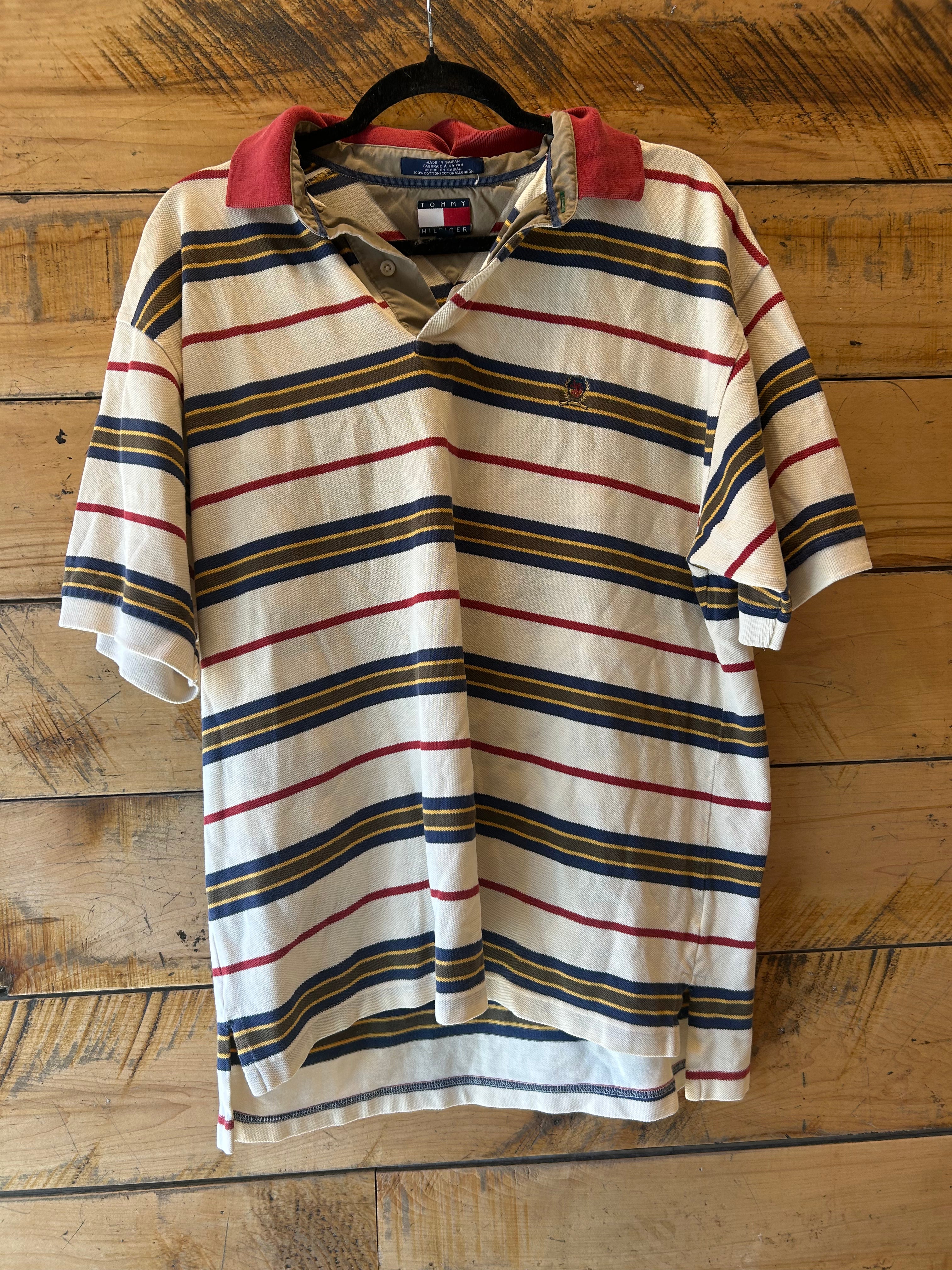 multi tommy hilfiger striped polo, L