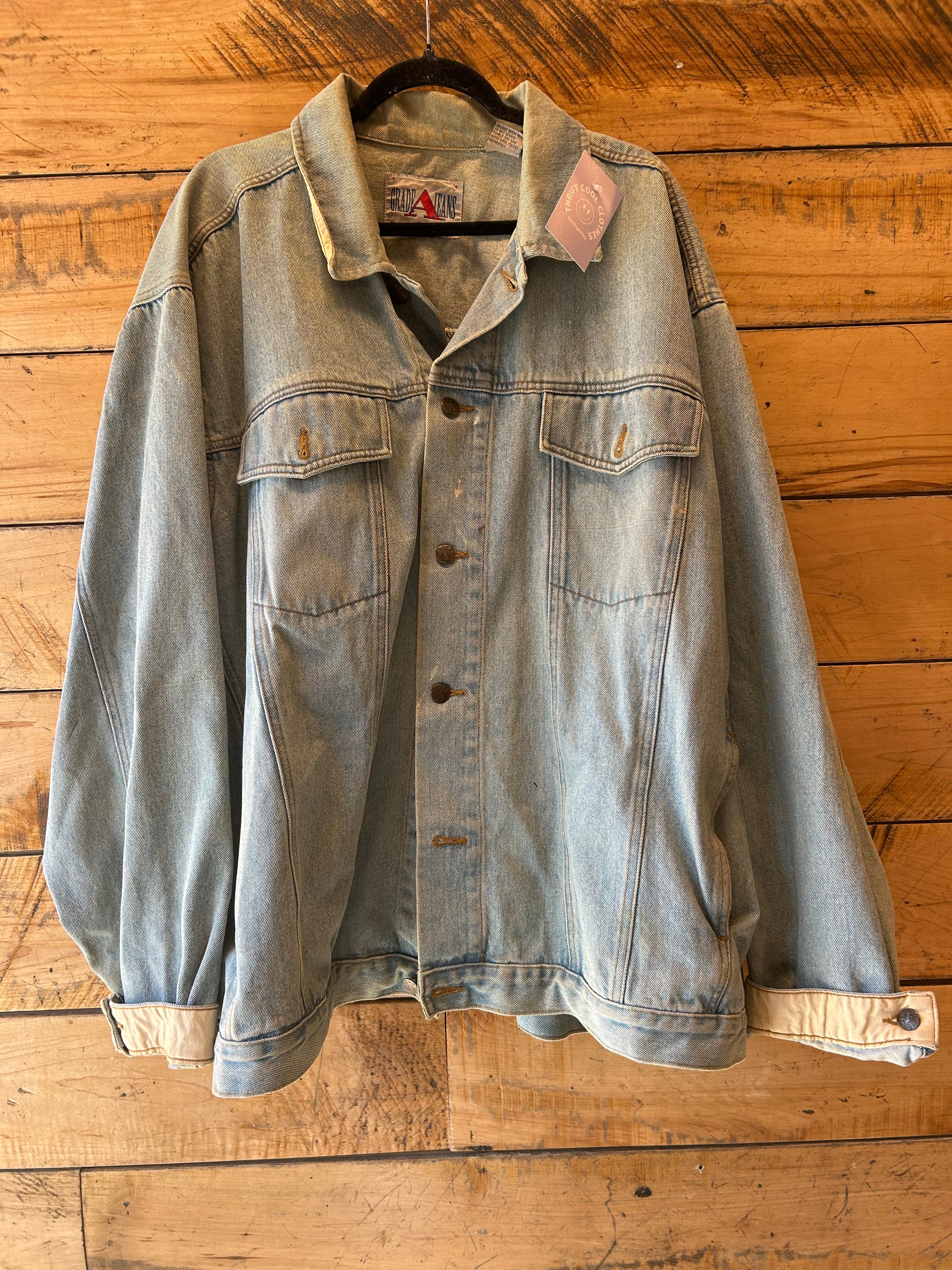 light wash grade a jeans denim jacket, 3x