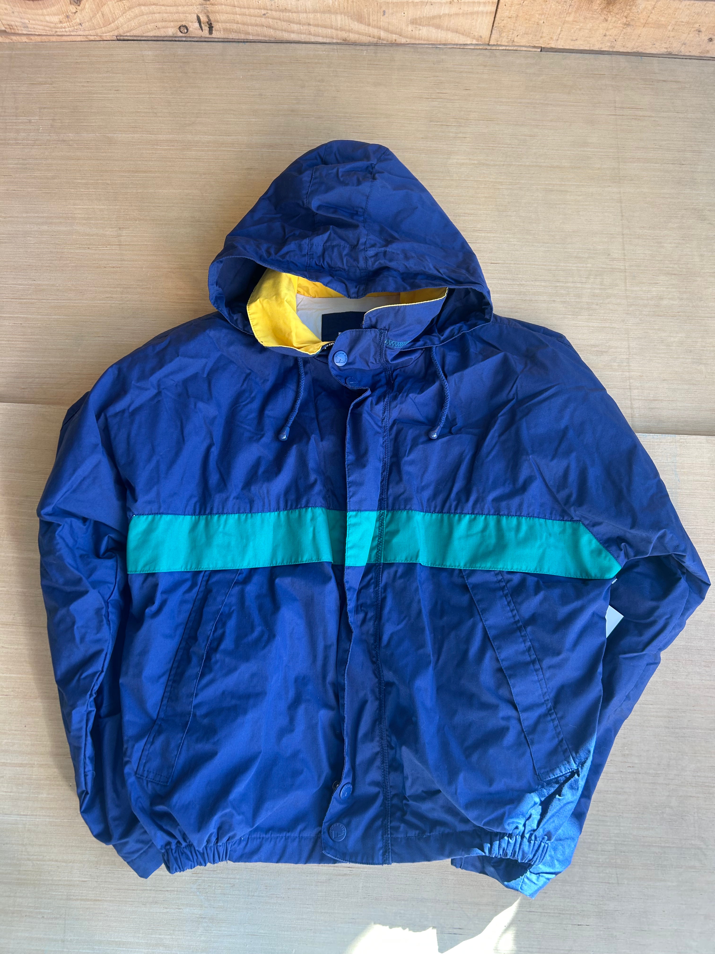 yellow blue oceanside swishy jacket, M