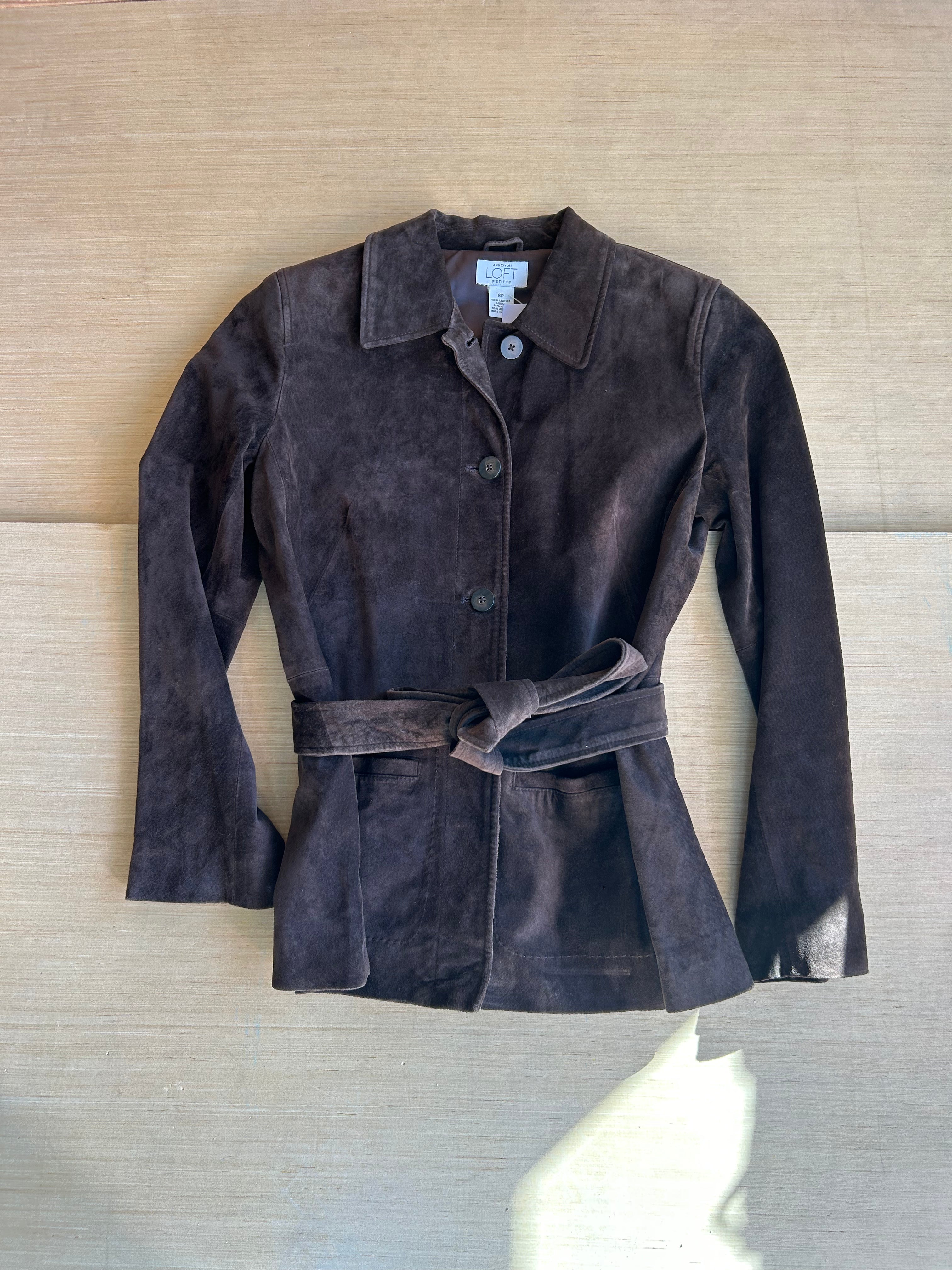 brown loft leather coat, sp