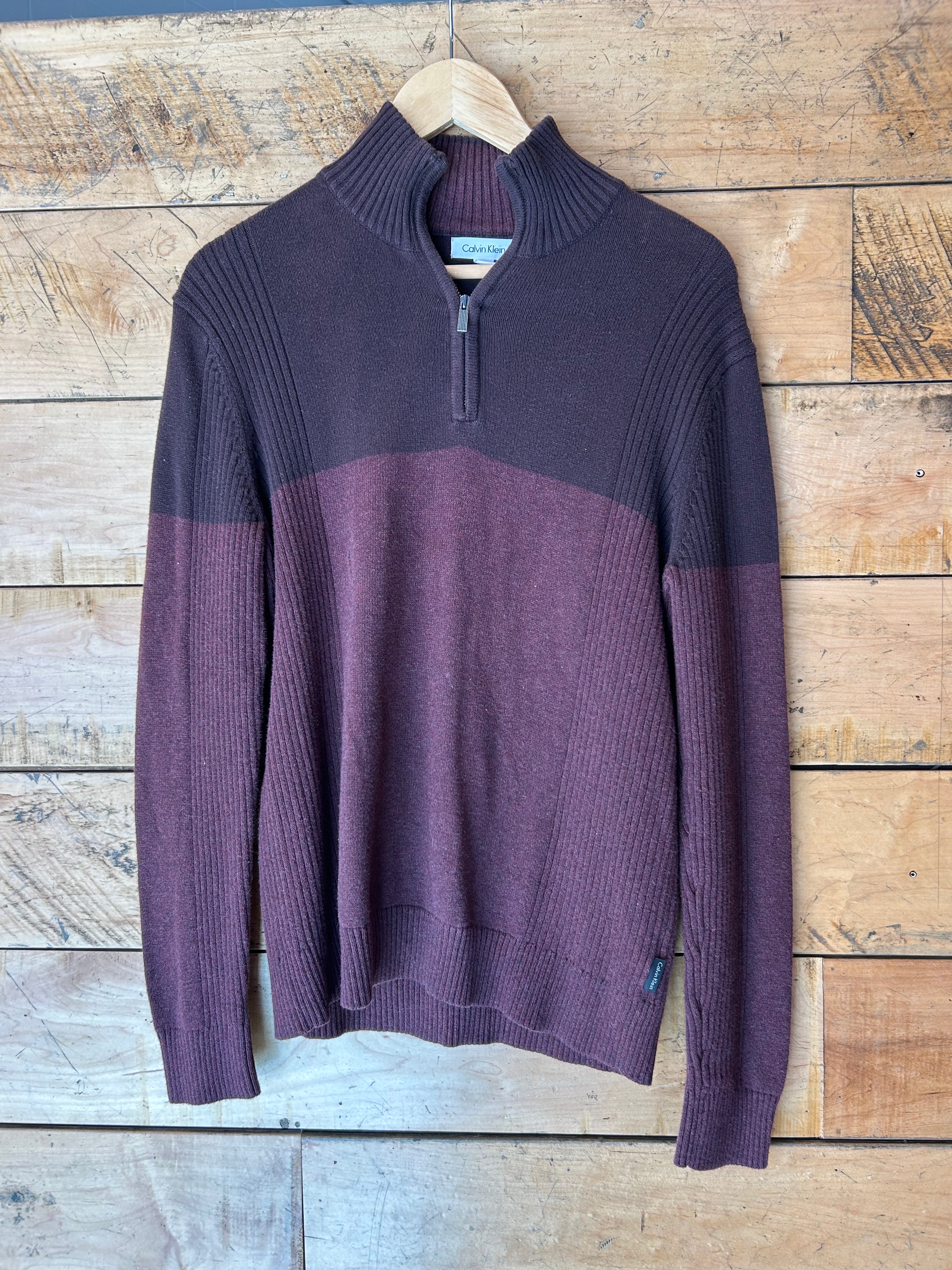 maroon calvin klein quarter zip sweater, s