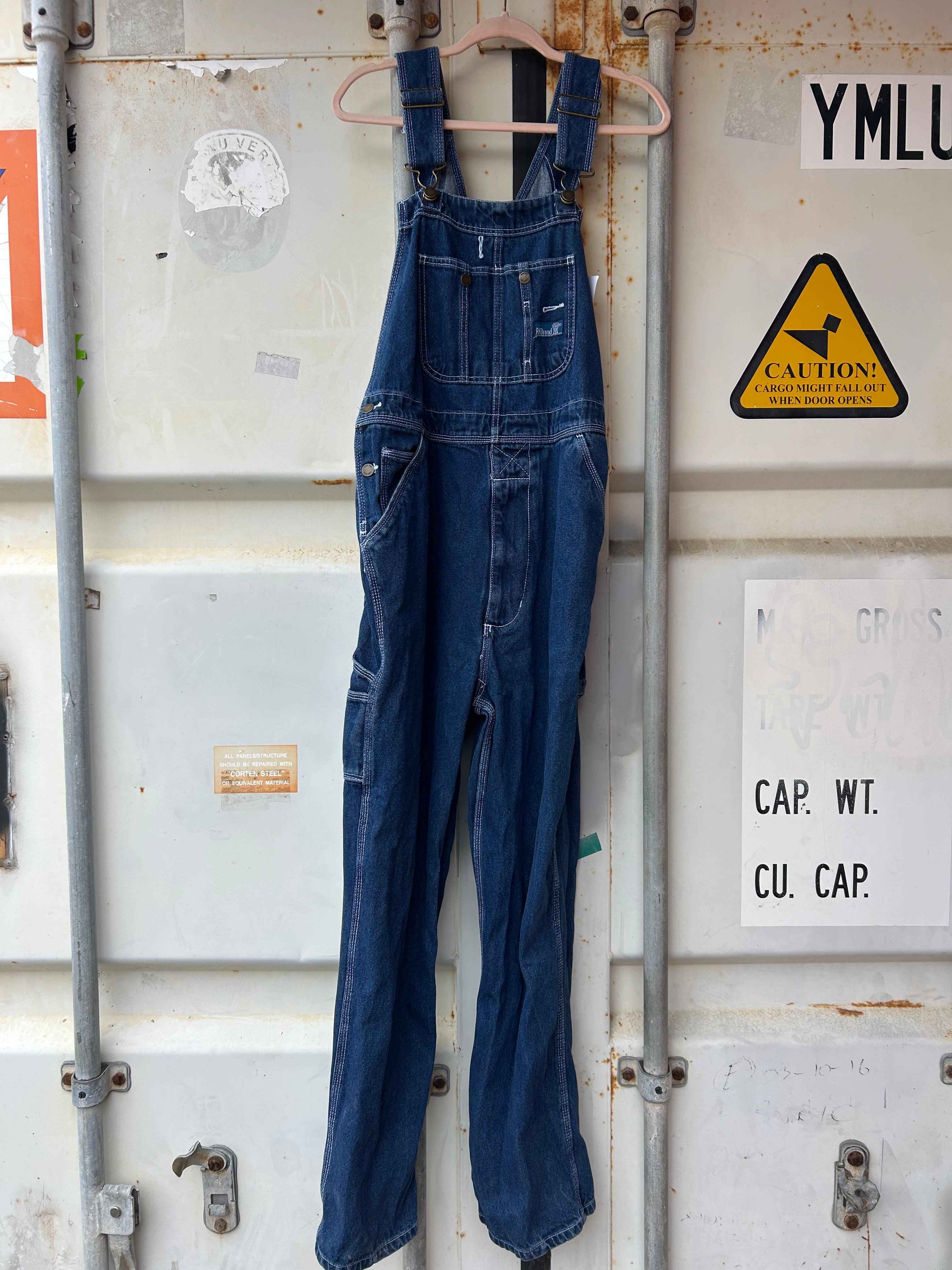 blue rk brand denim overalls 36x32