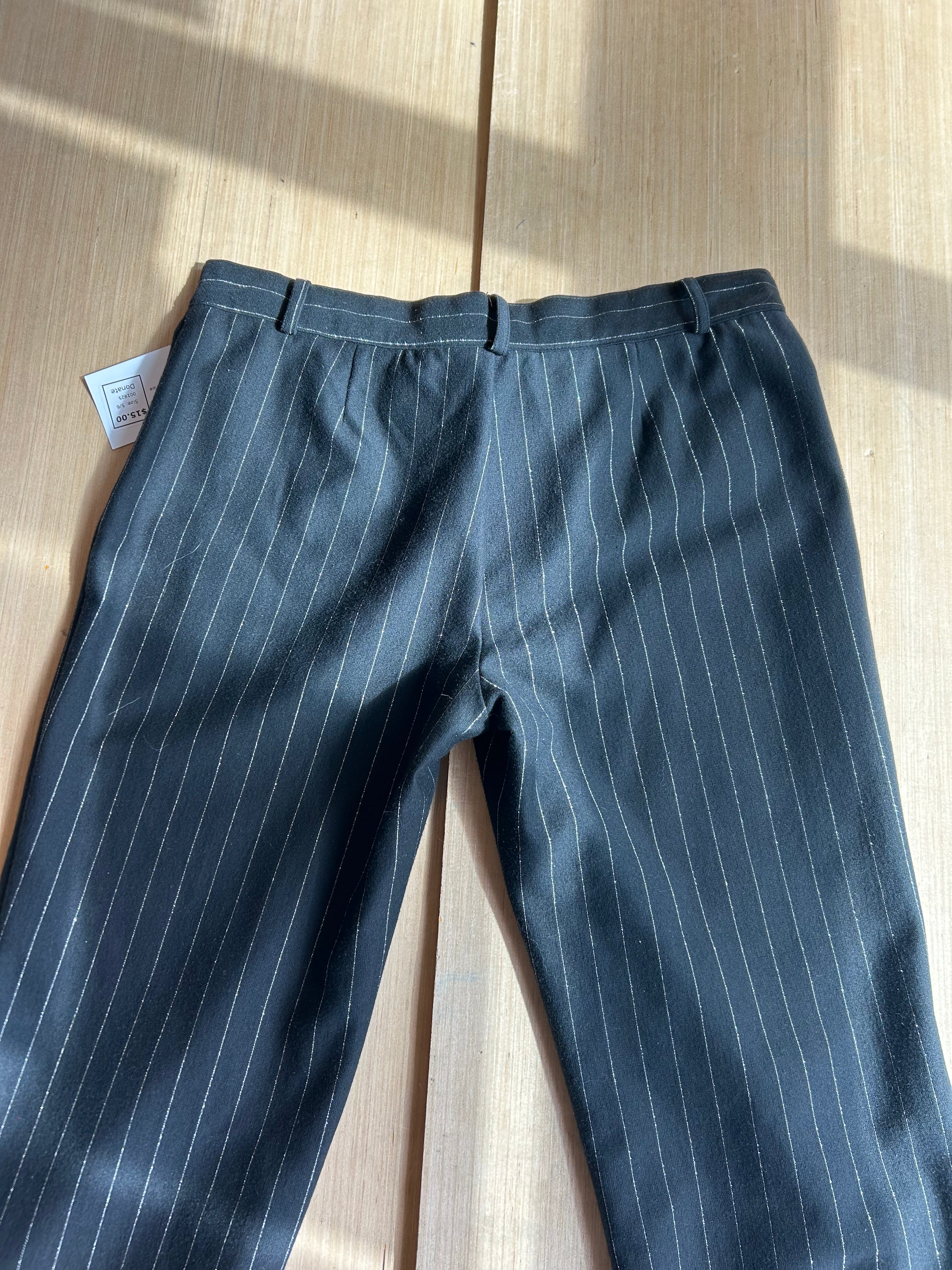 black silver express sparkle pinstripe pants, 5/6