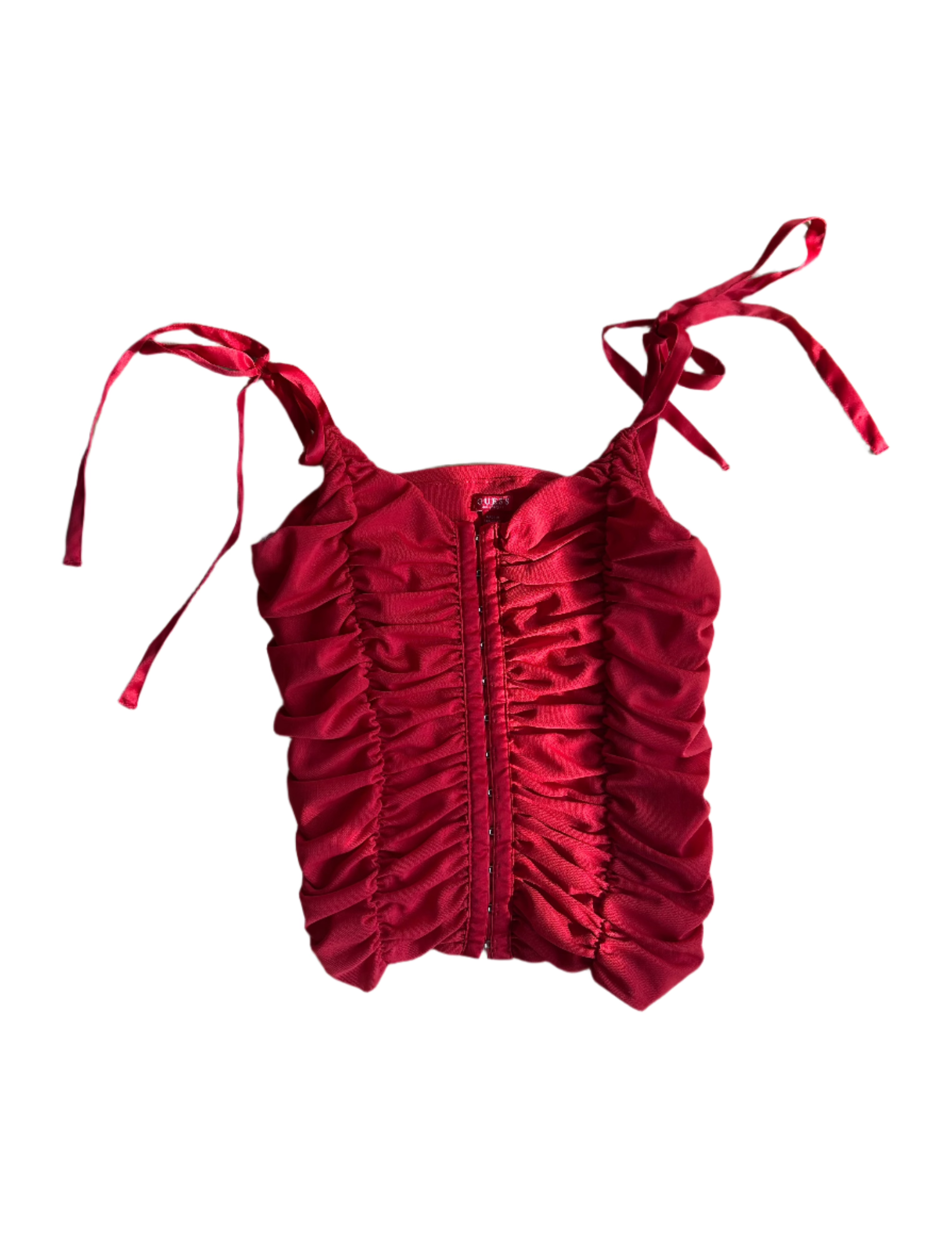 red guess mesh corset top, S