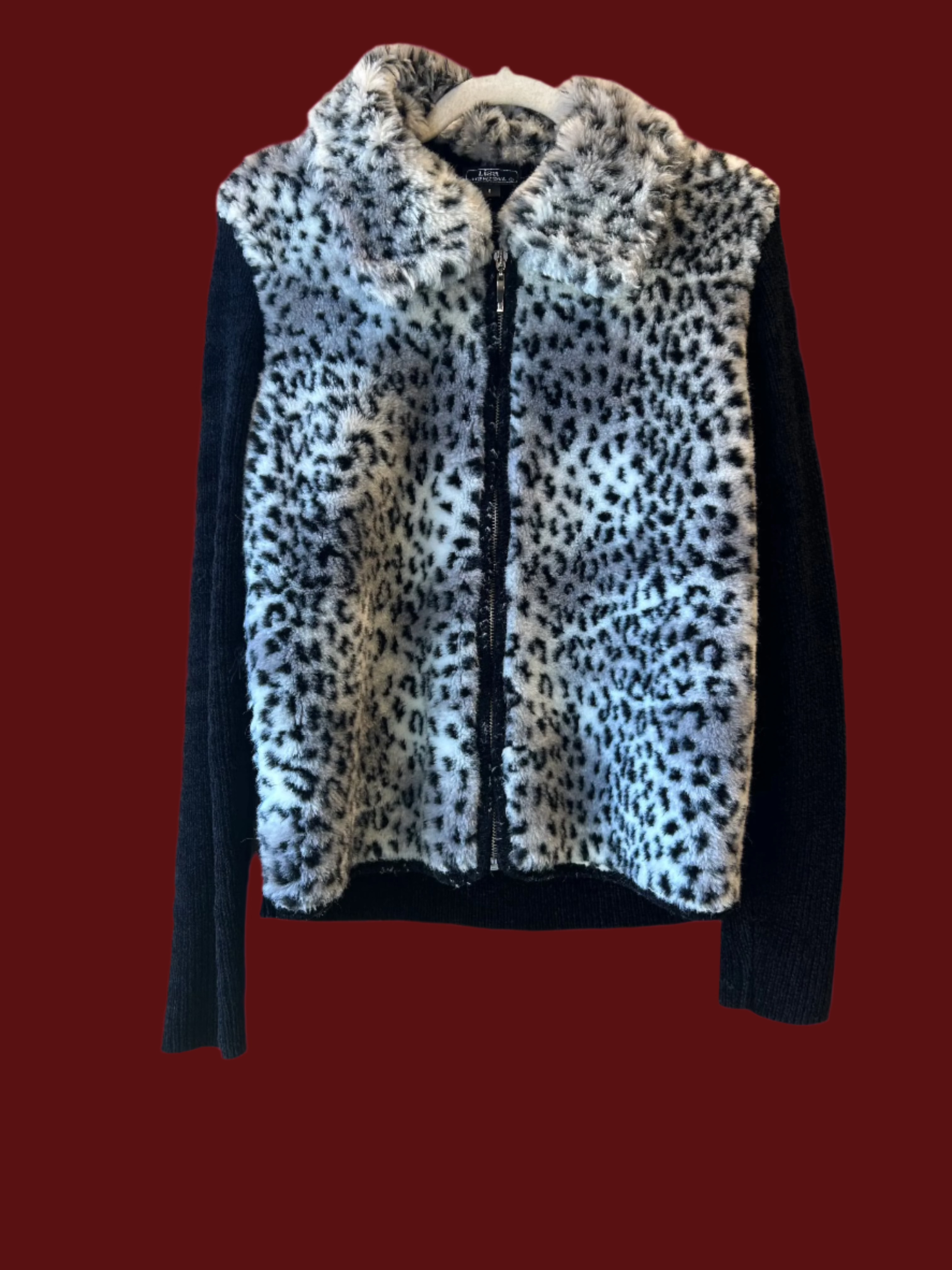 Black Lisa Cheetah fur trimmed sweater, 6