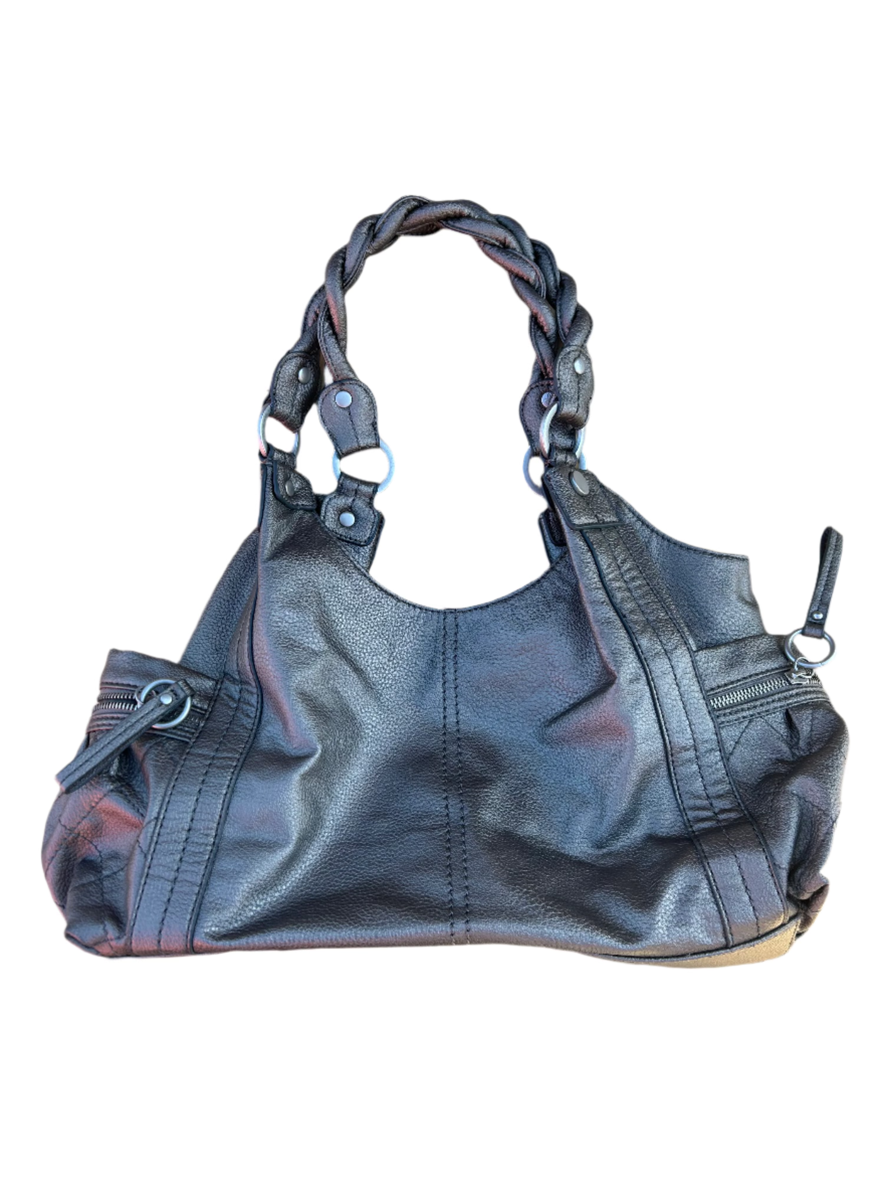 silver  pleather metallic handbag