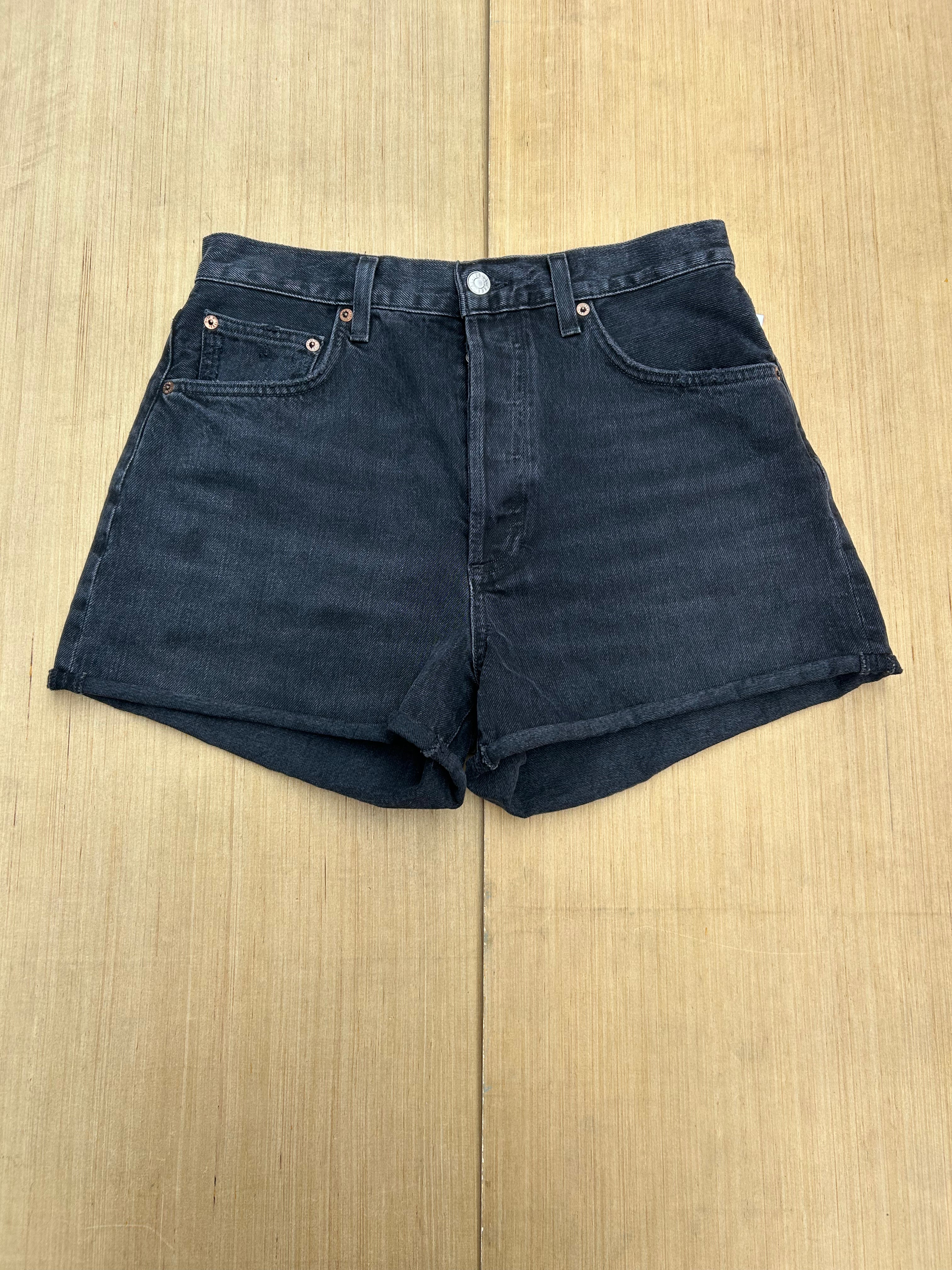 black Agolde denim shorts, 28