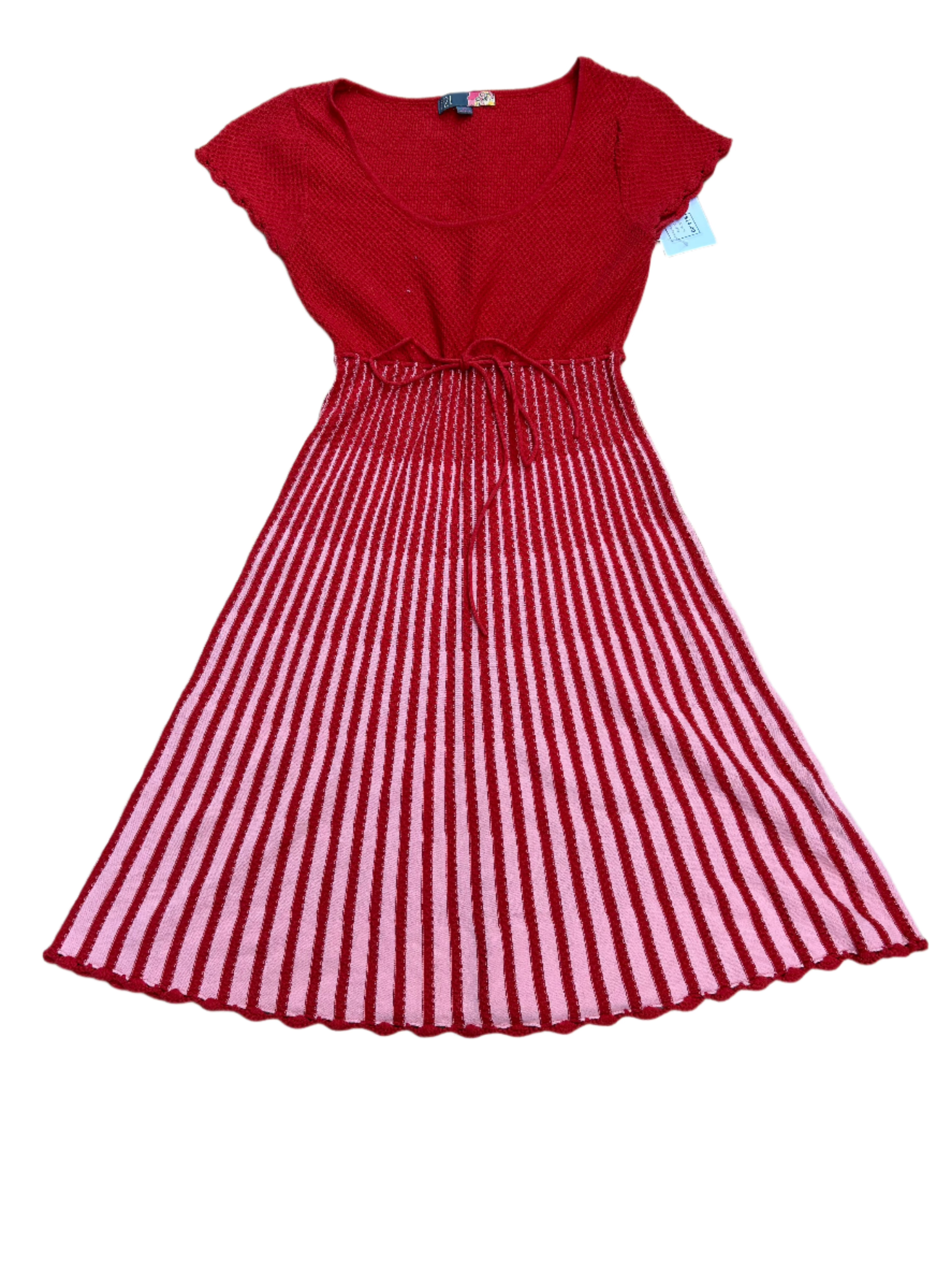 Red F21 vtg knit dress, M