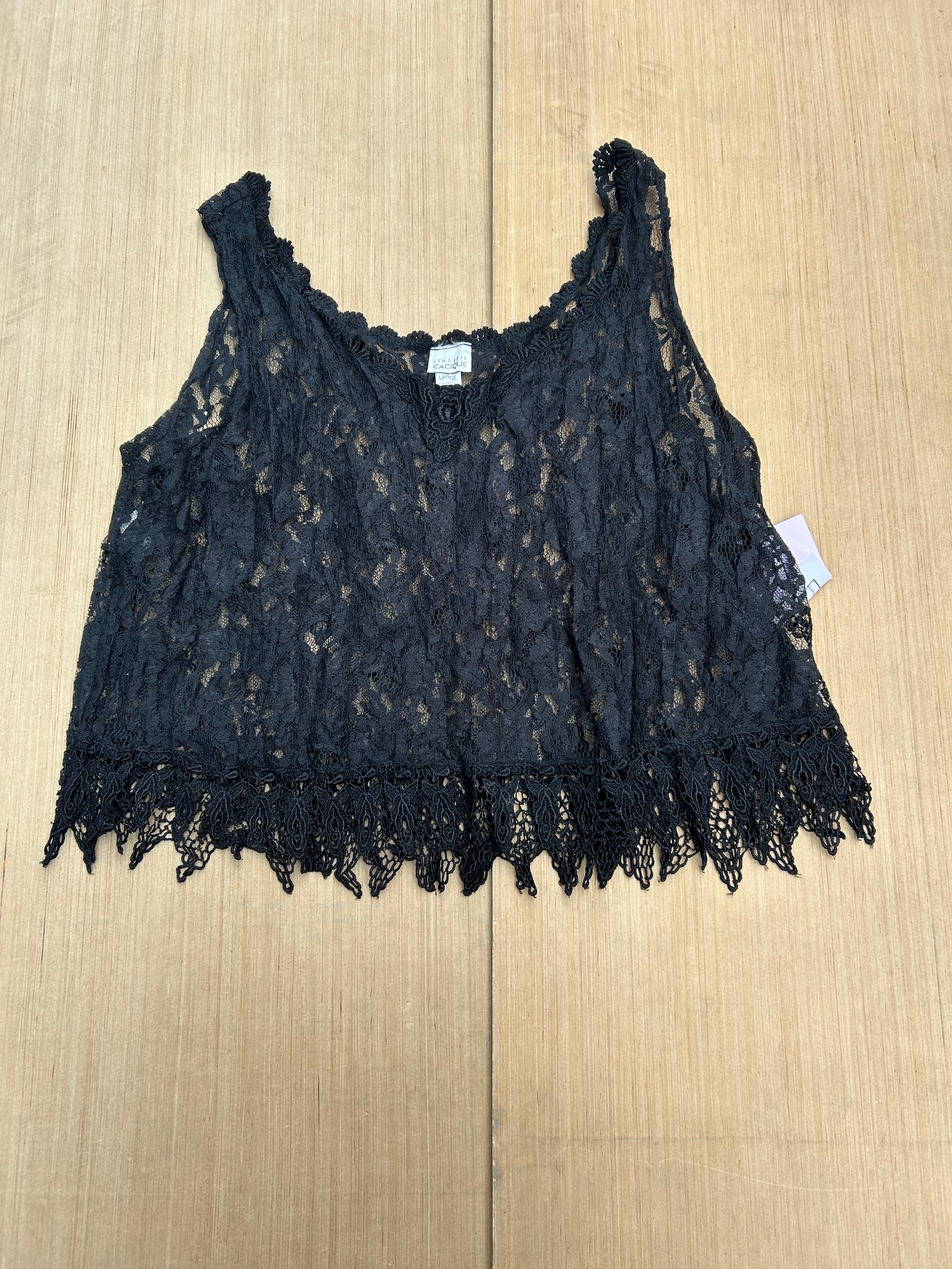 black cacique lace tank w tassel, L