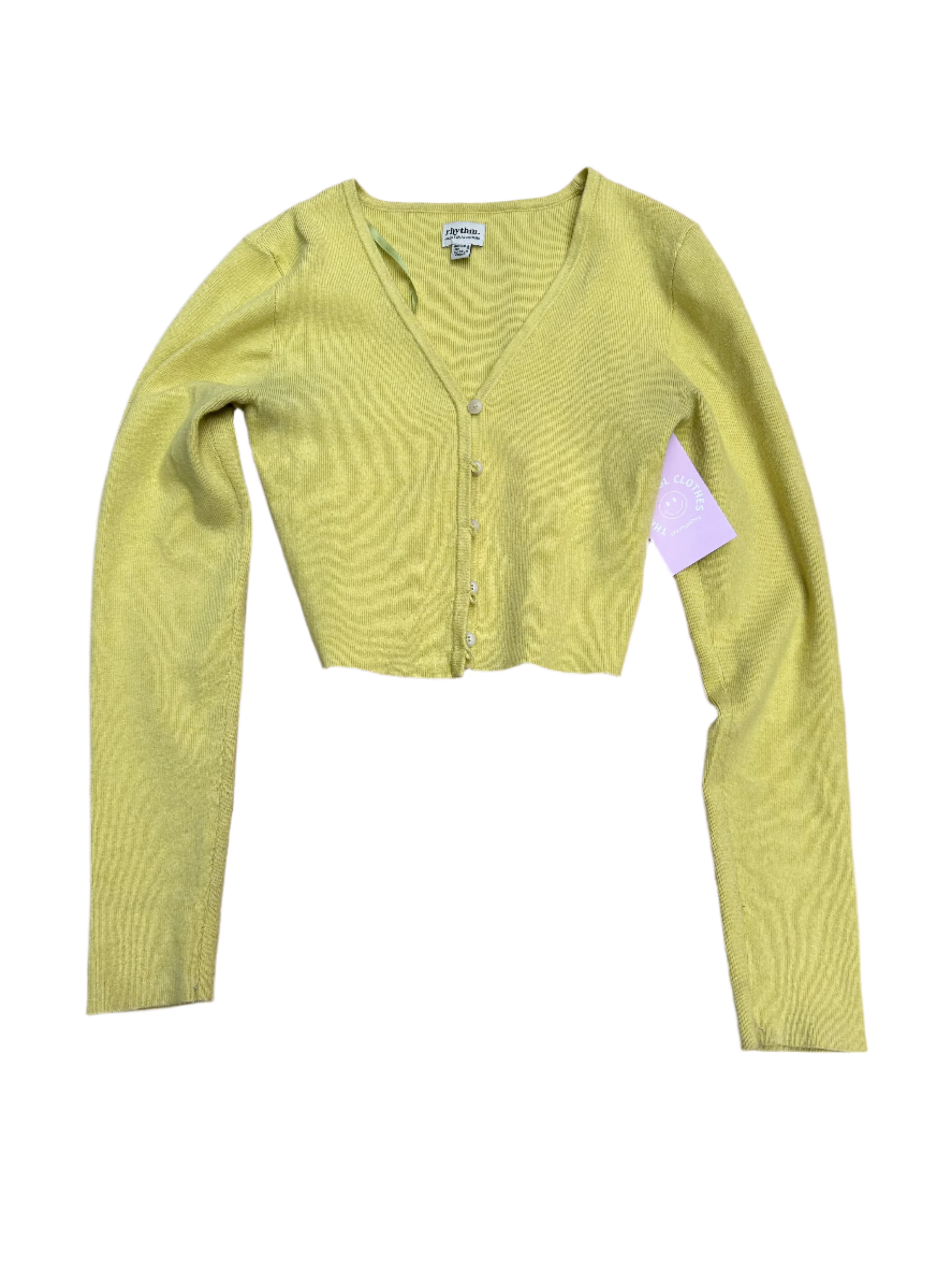 yellow rhythm cropped cardigan, s