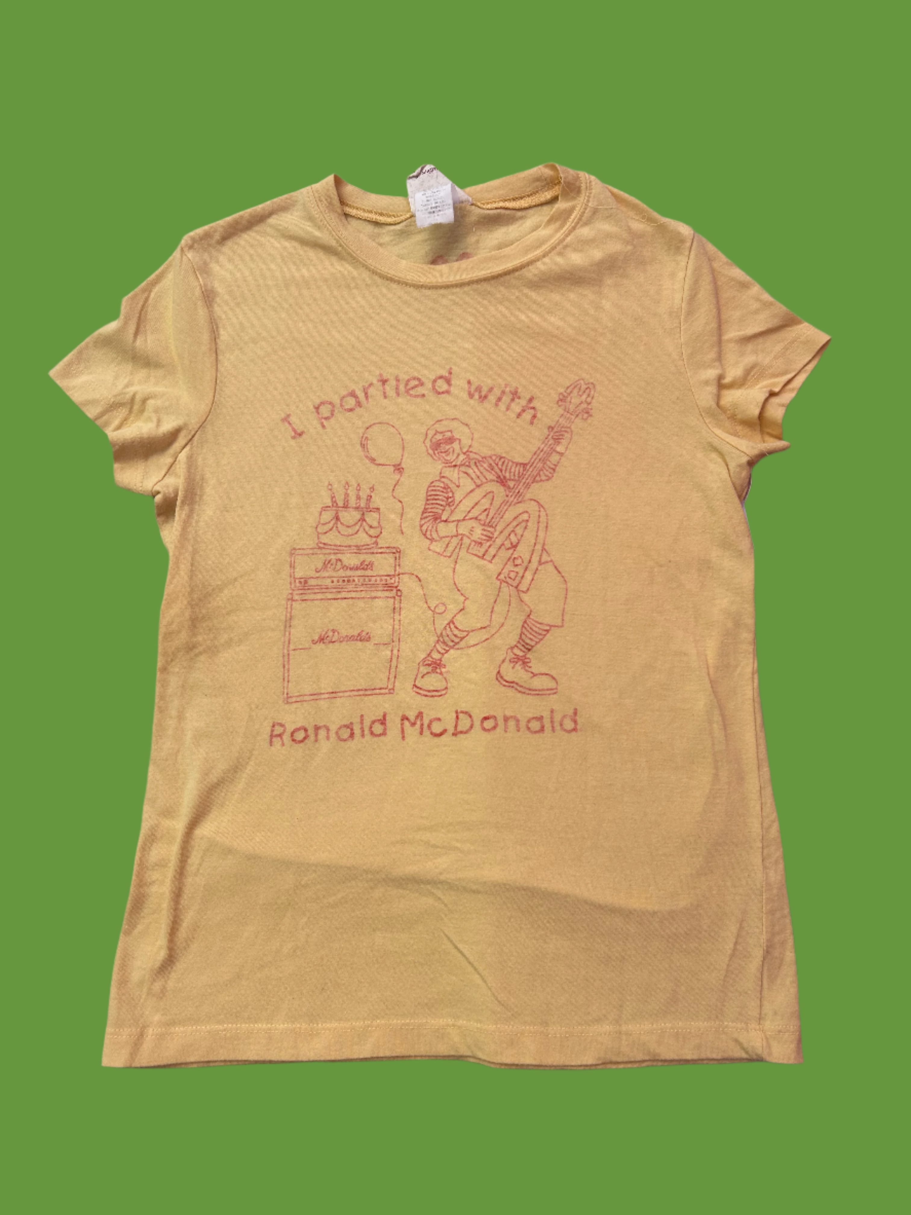 Yellow Mighty fine Vtg McDonald tee!, S