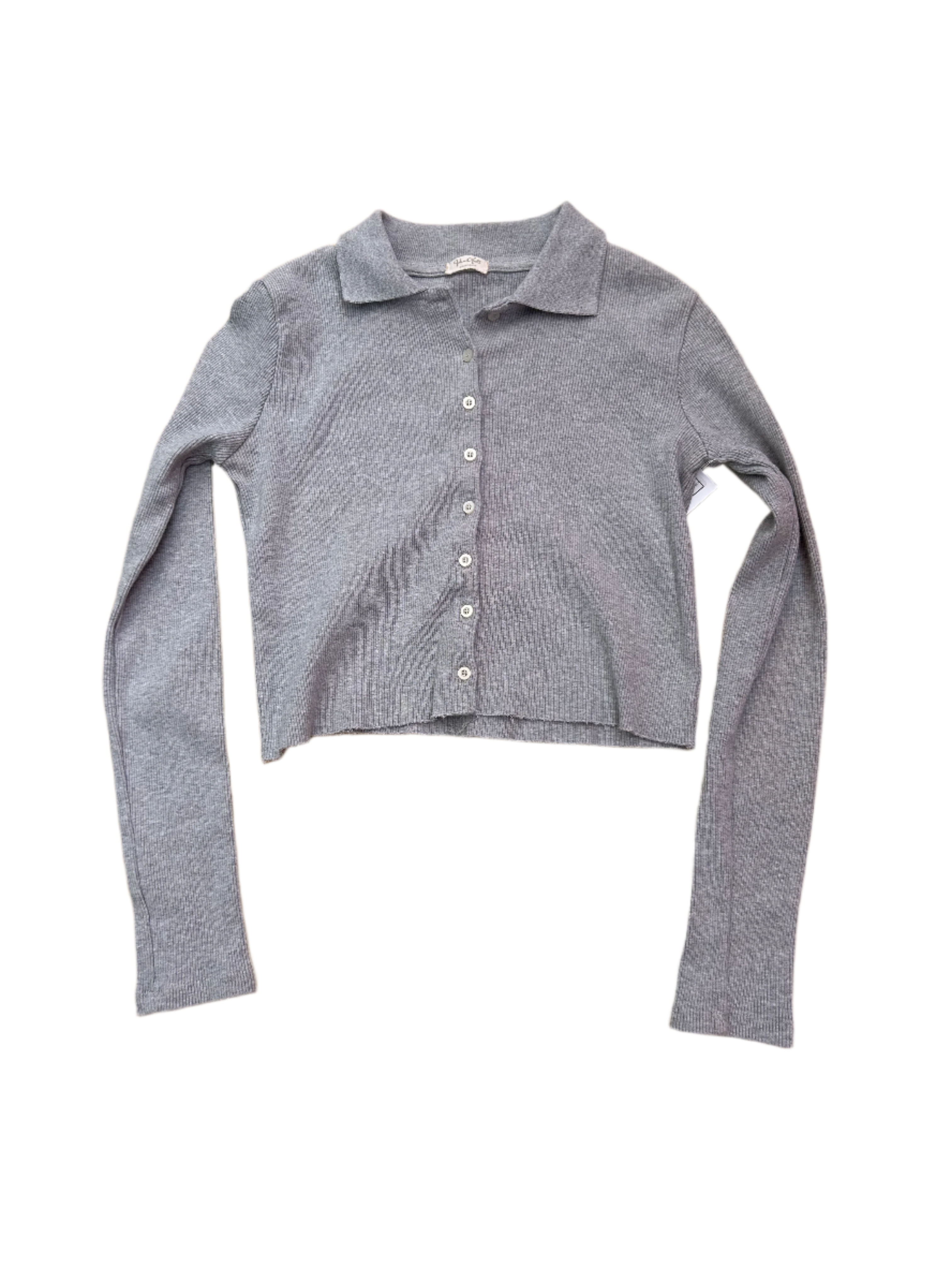 grey john galt ribbed button down top