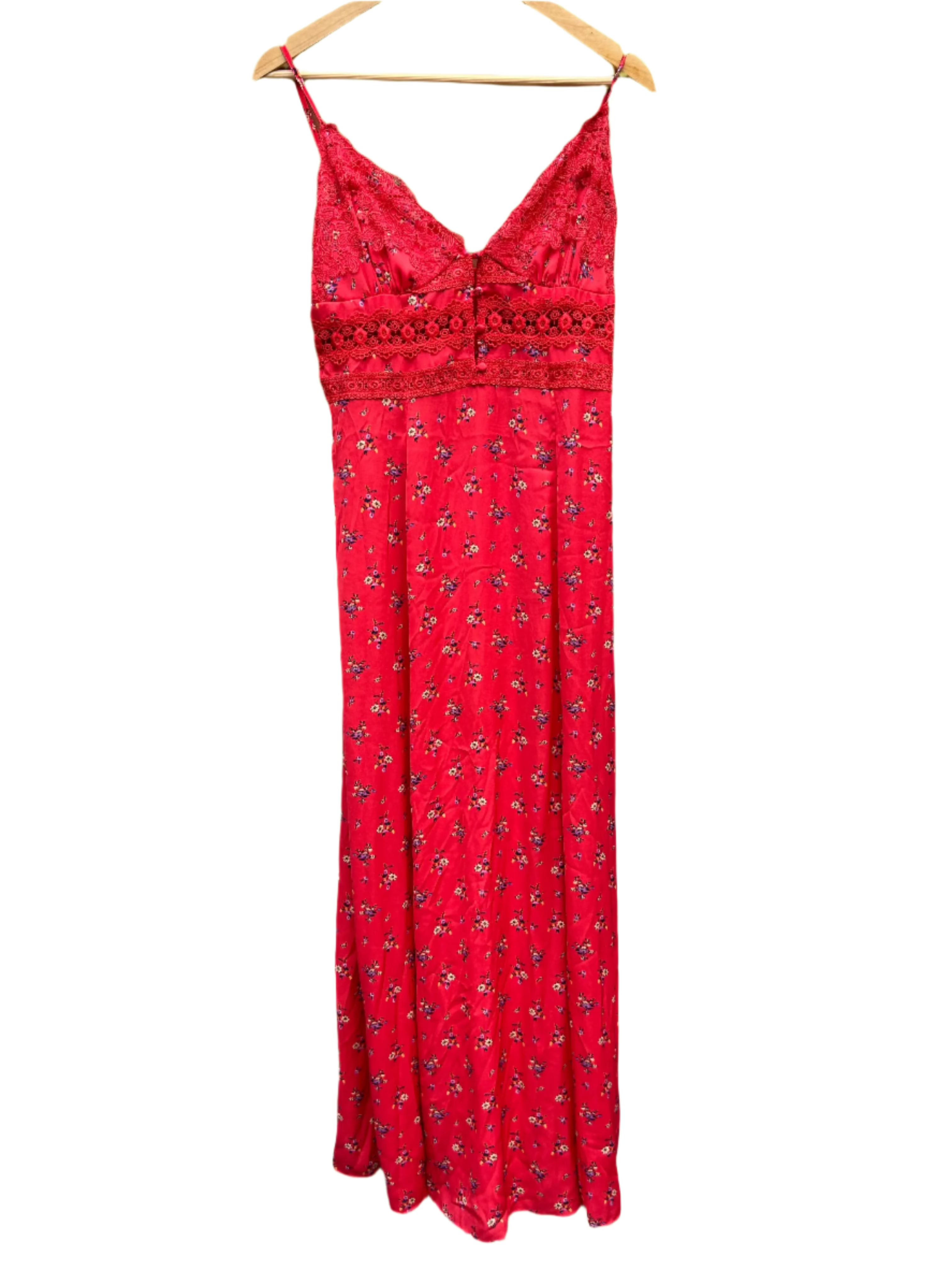 red free people maxi floral dress, L