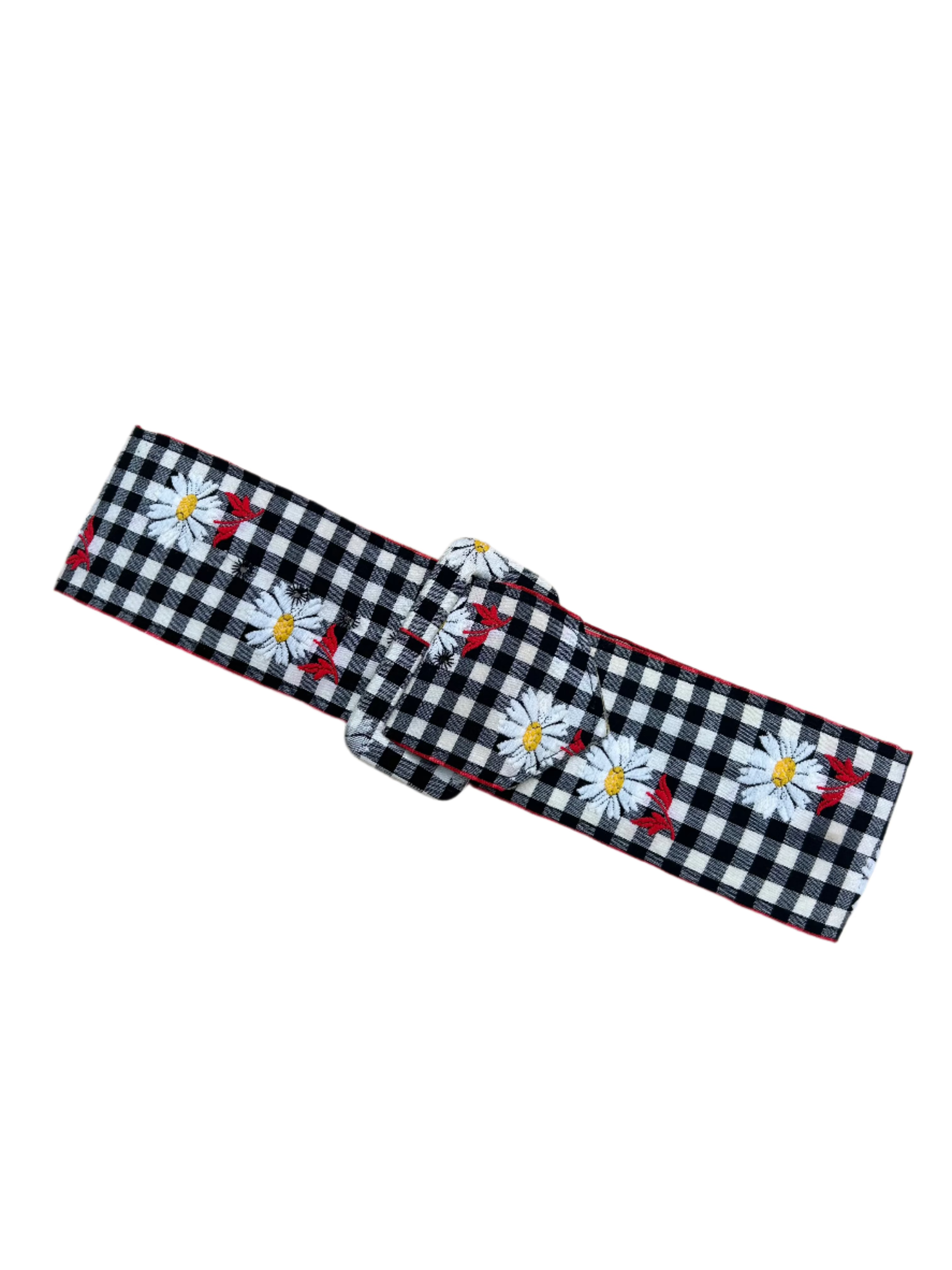 white  vtg flower belt, xs