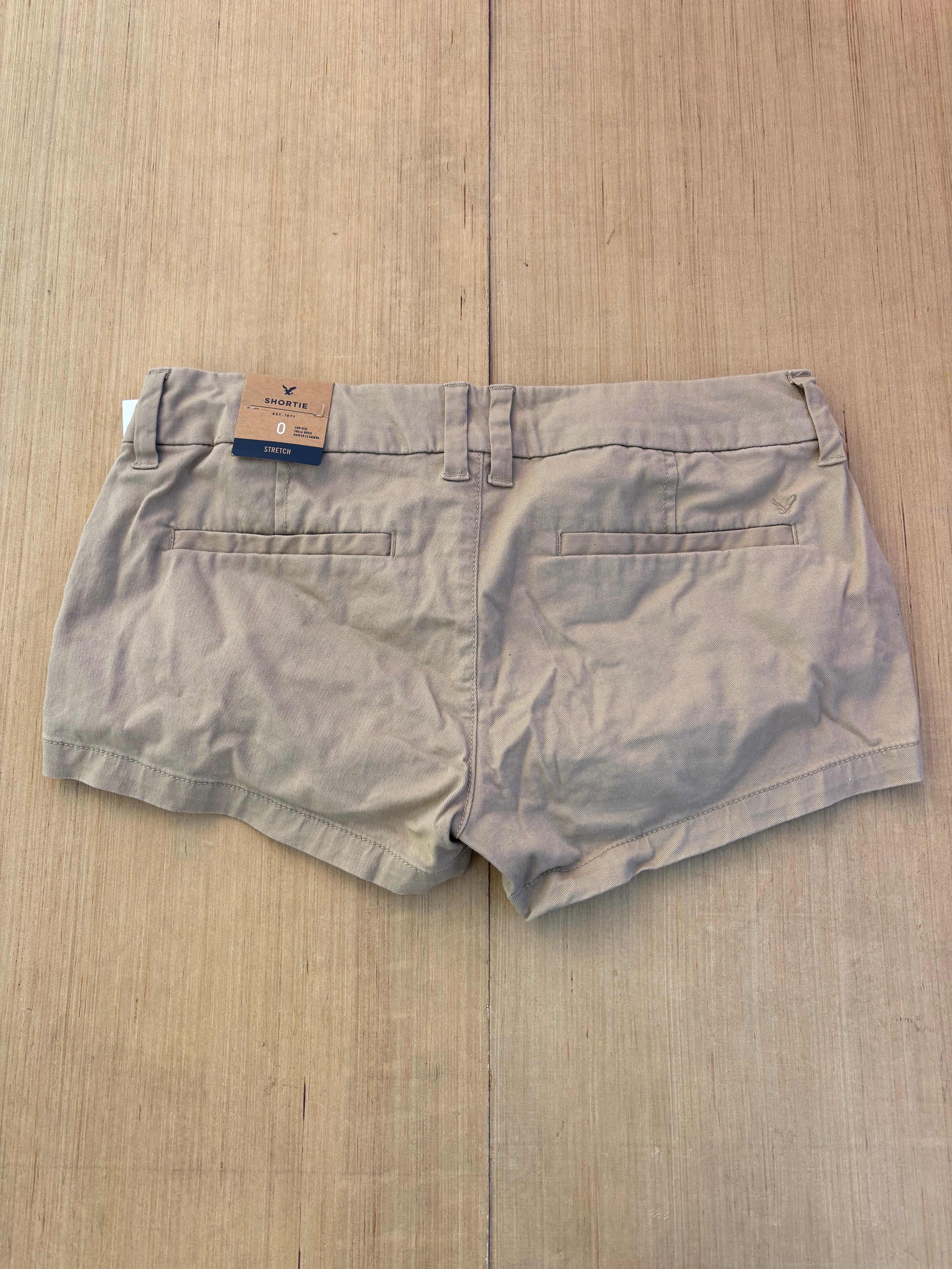 khaki american eagle nwt short shorts, 0