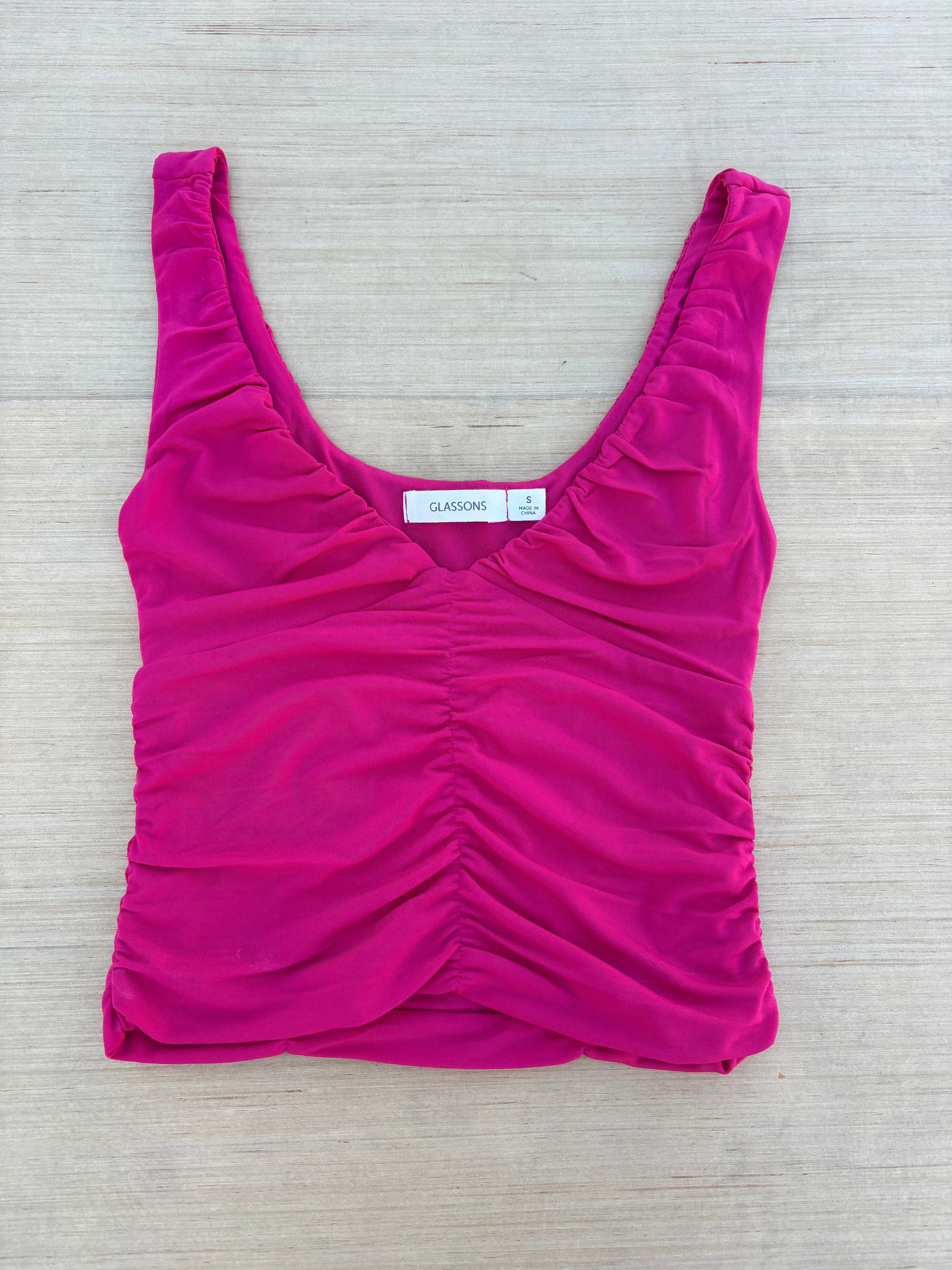 pink Glassons rouched tank, s