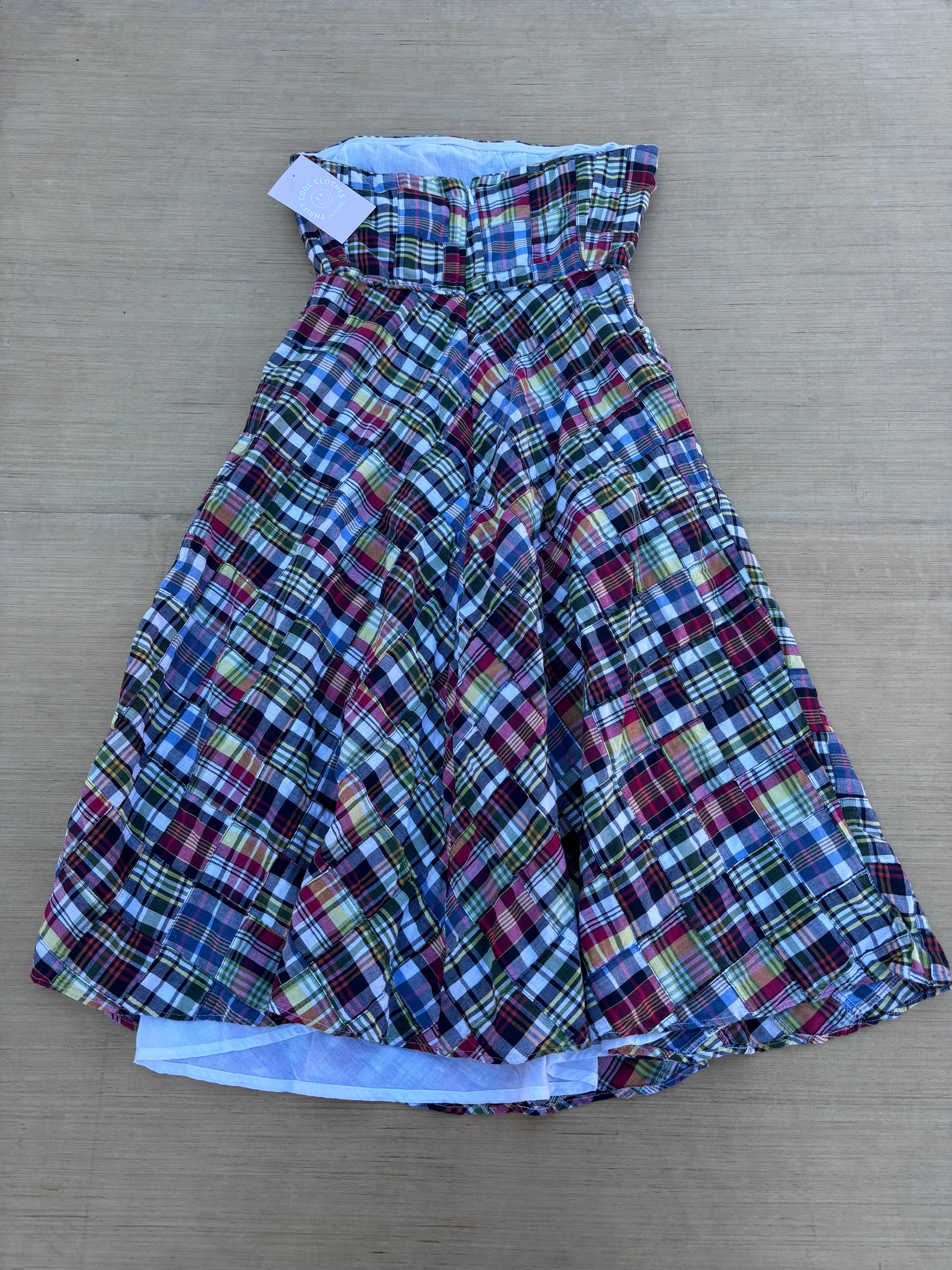 multi j crew strapless plaid dress, 2