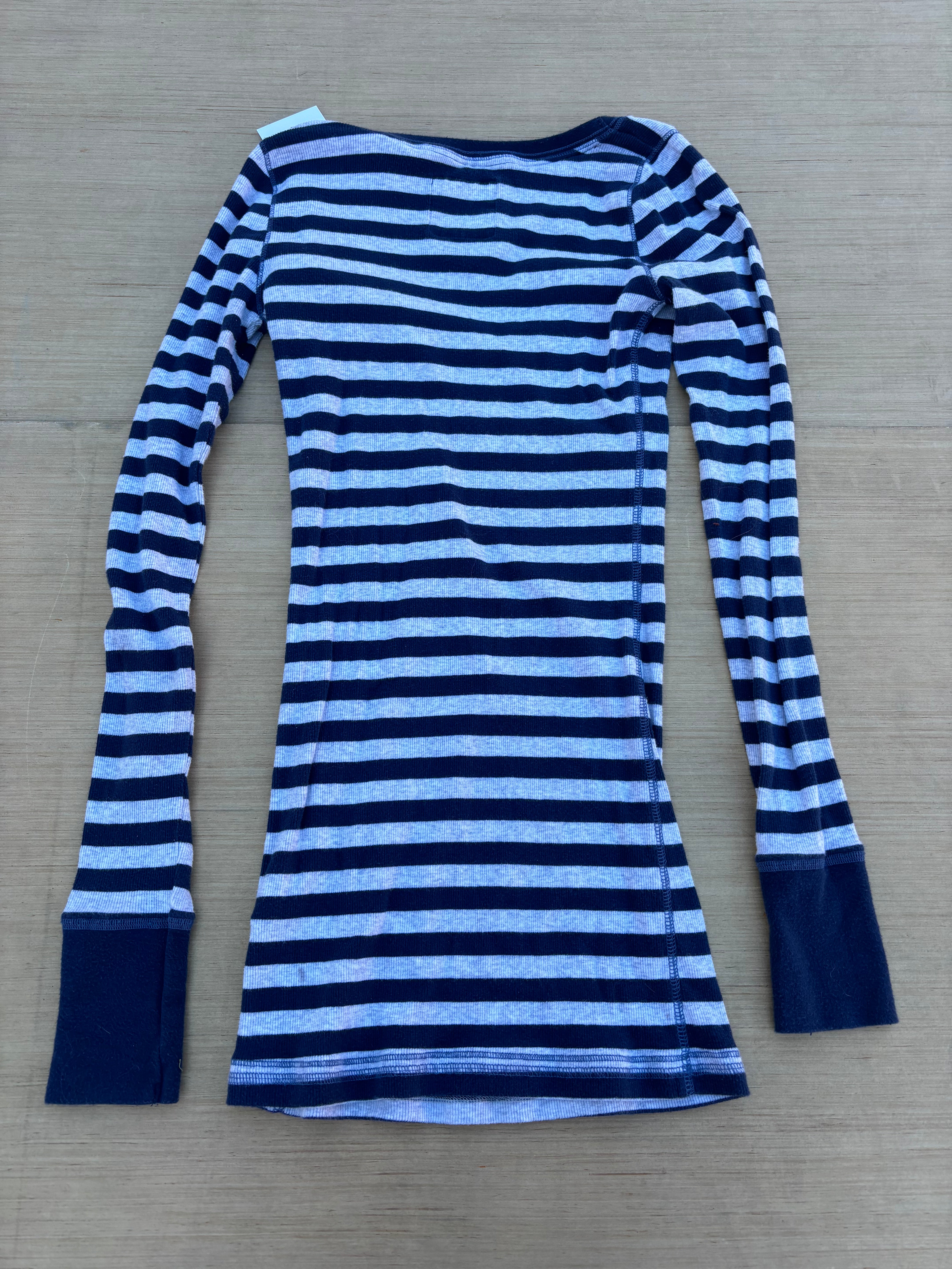 blue grey hollister striped ribbed ls, m