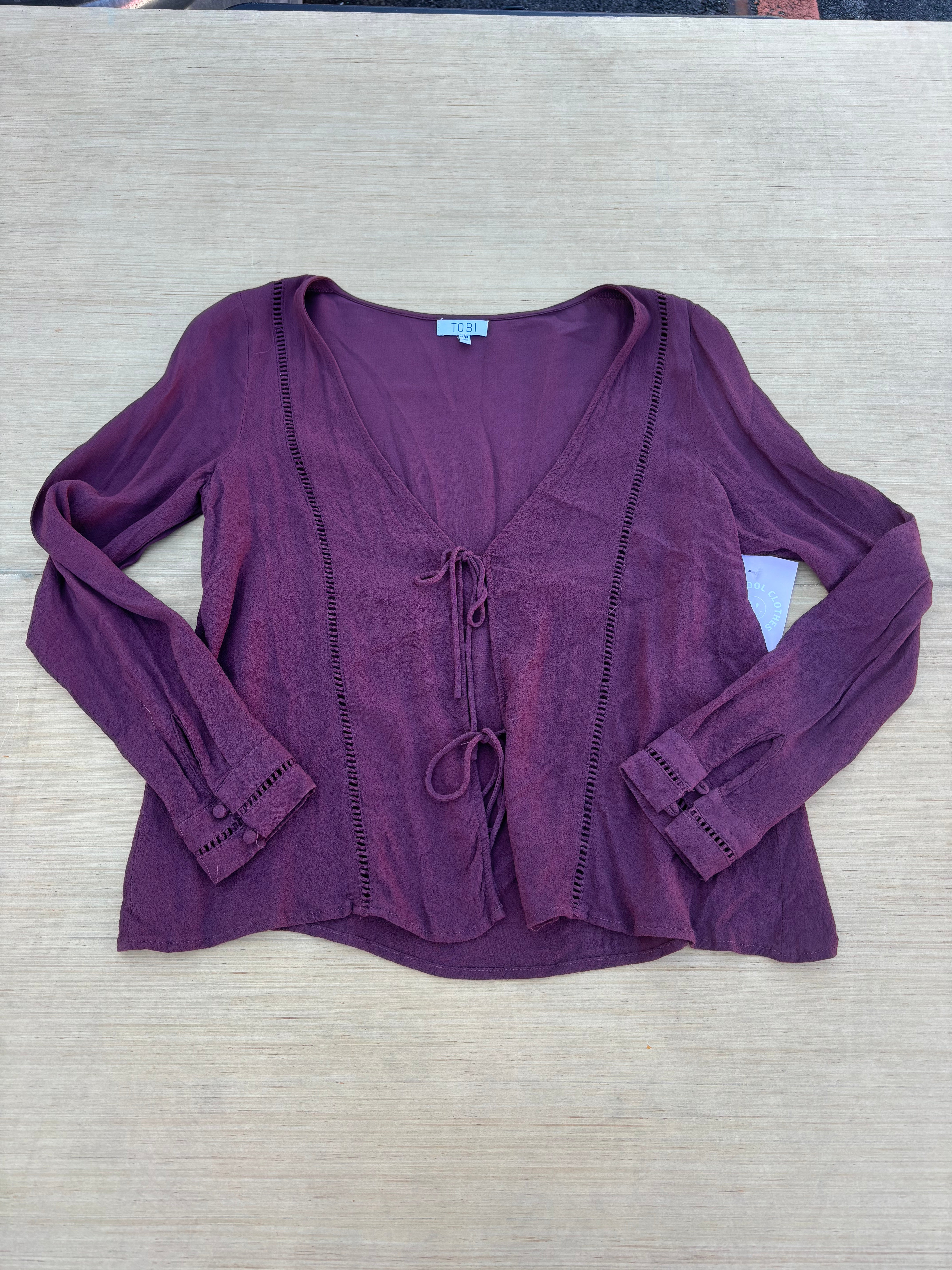 maroon tobi front tie top, s