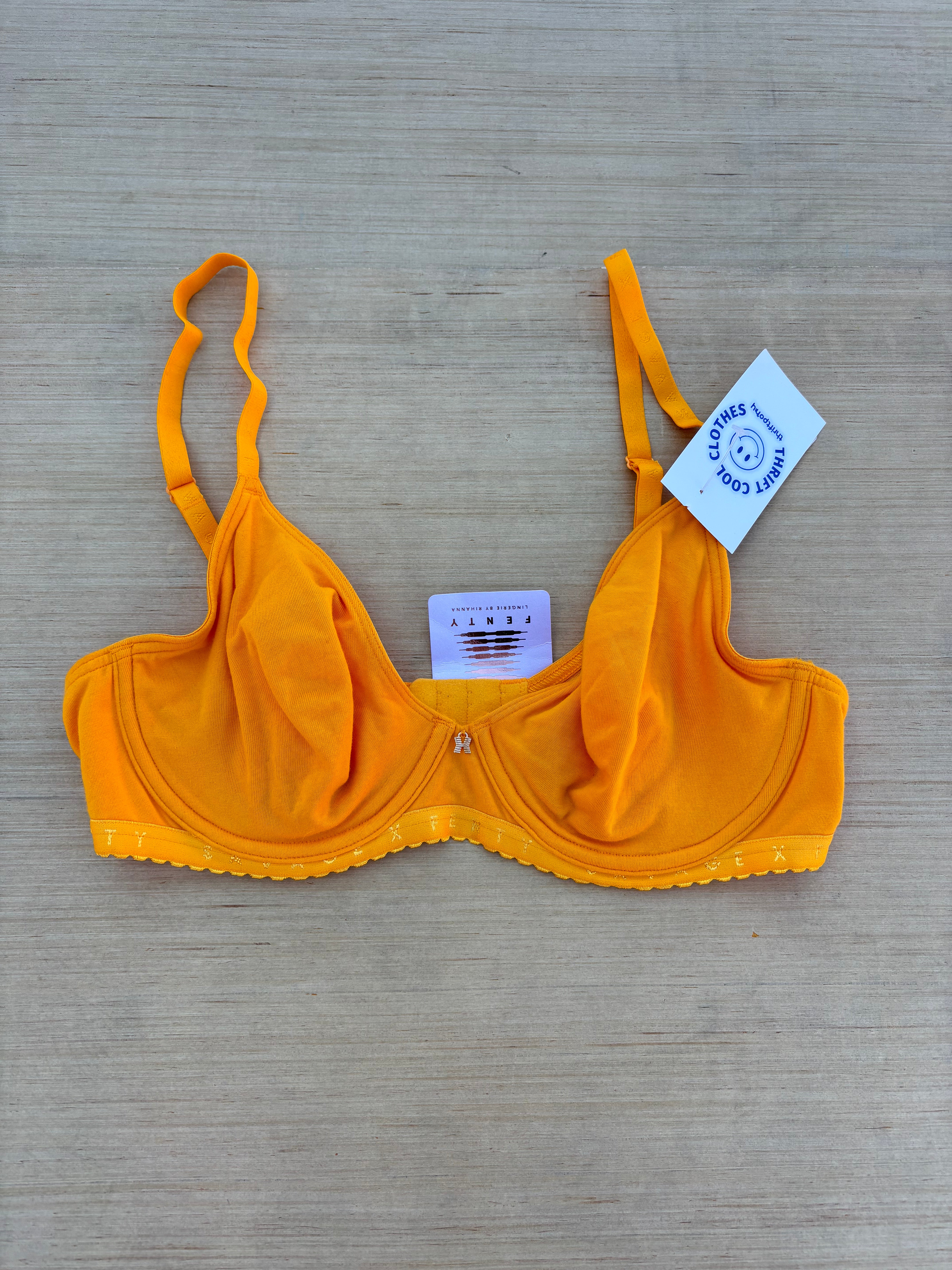 orange fenty cotton bra, 36C