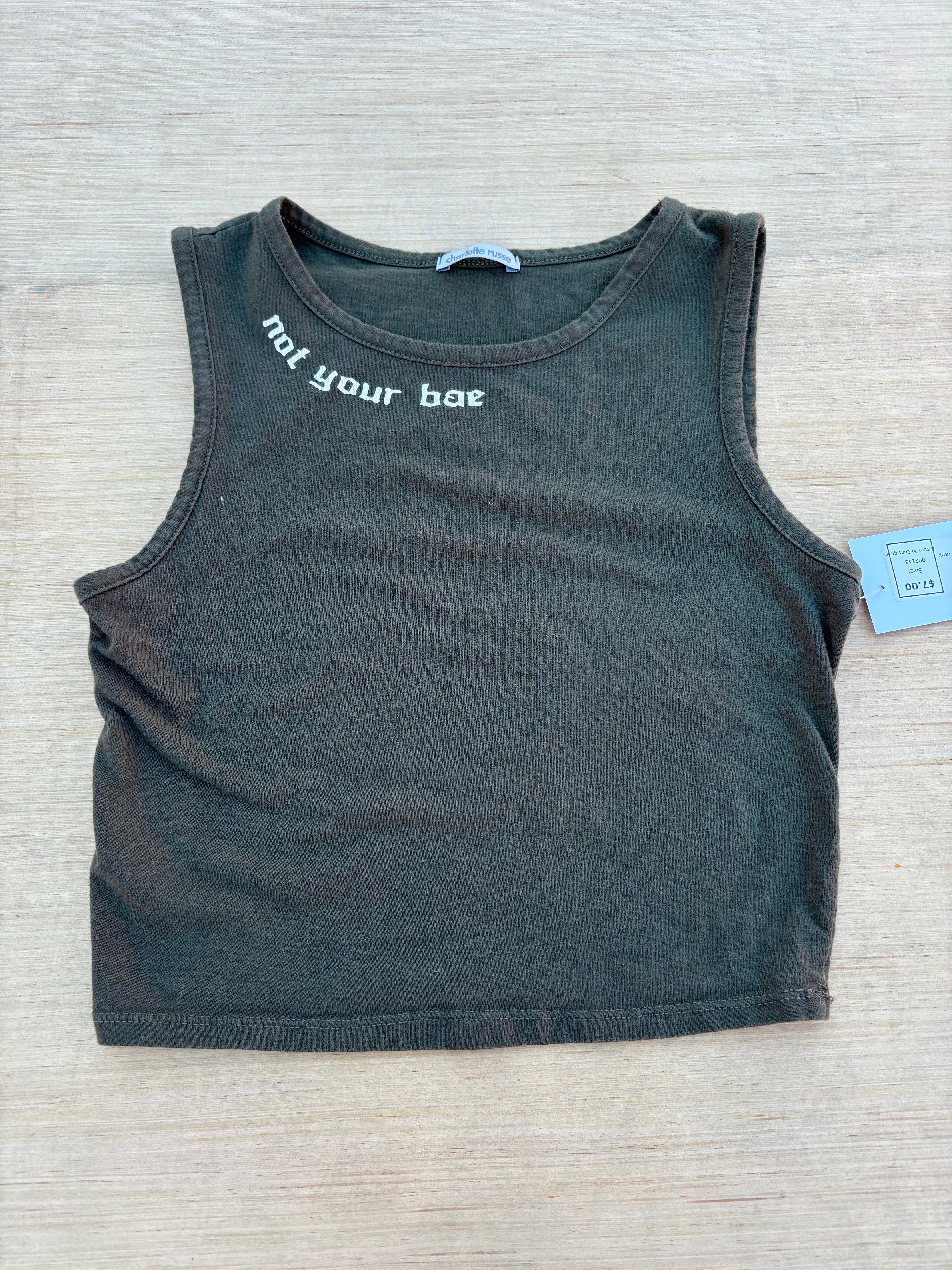 brown charlotte russe not your bae tank