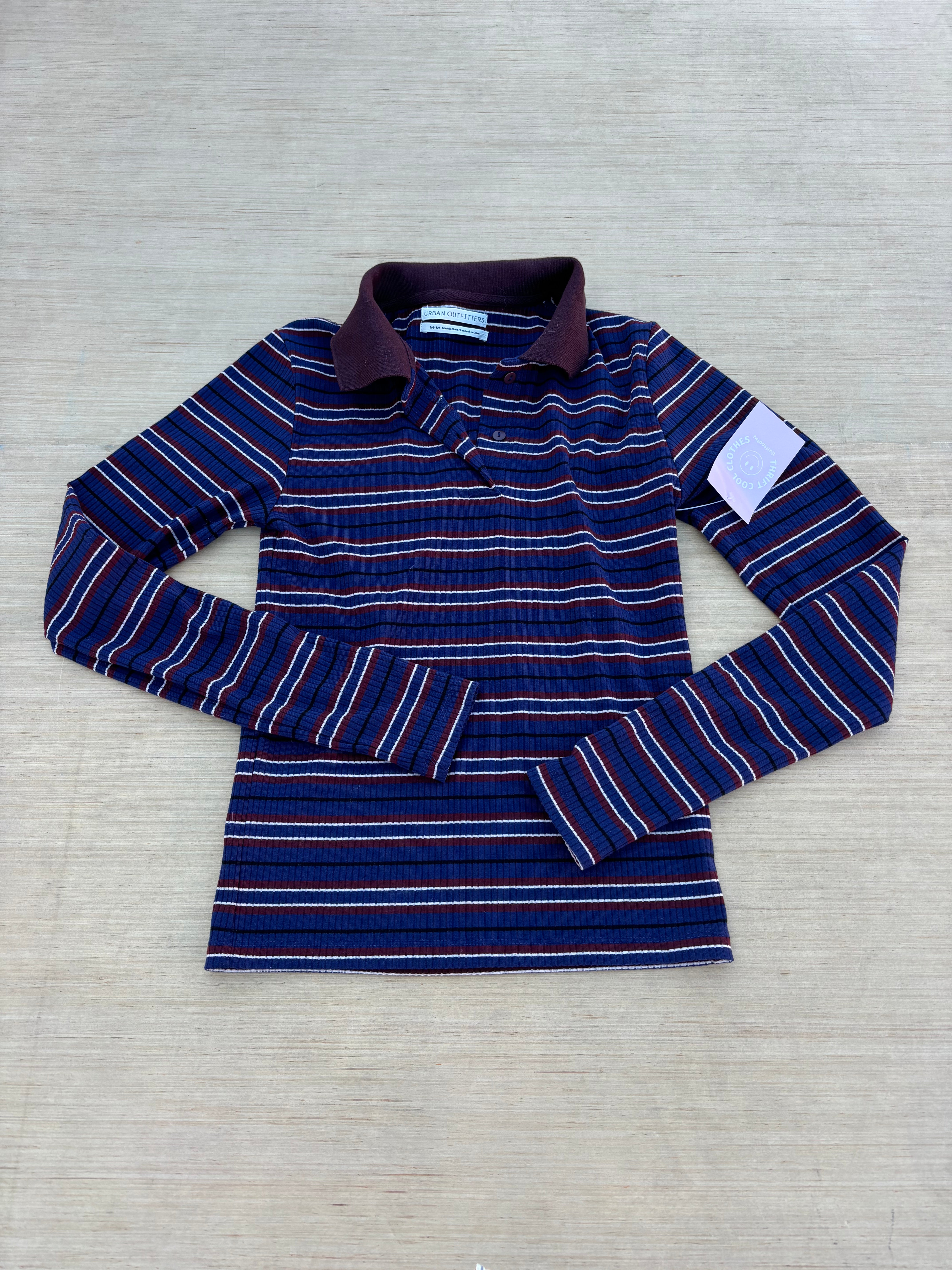 red blue Urban outfitters striped polo, m