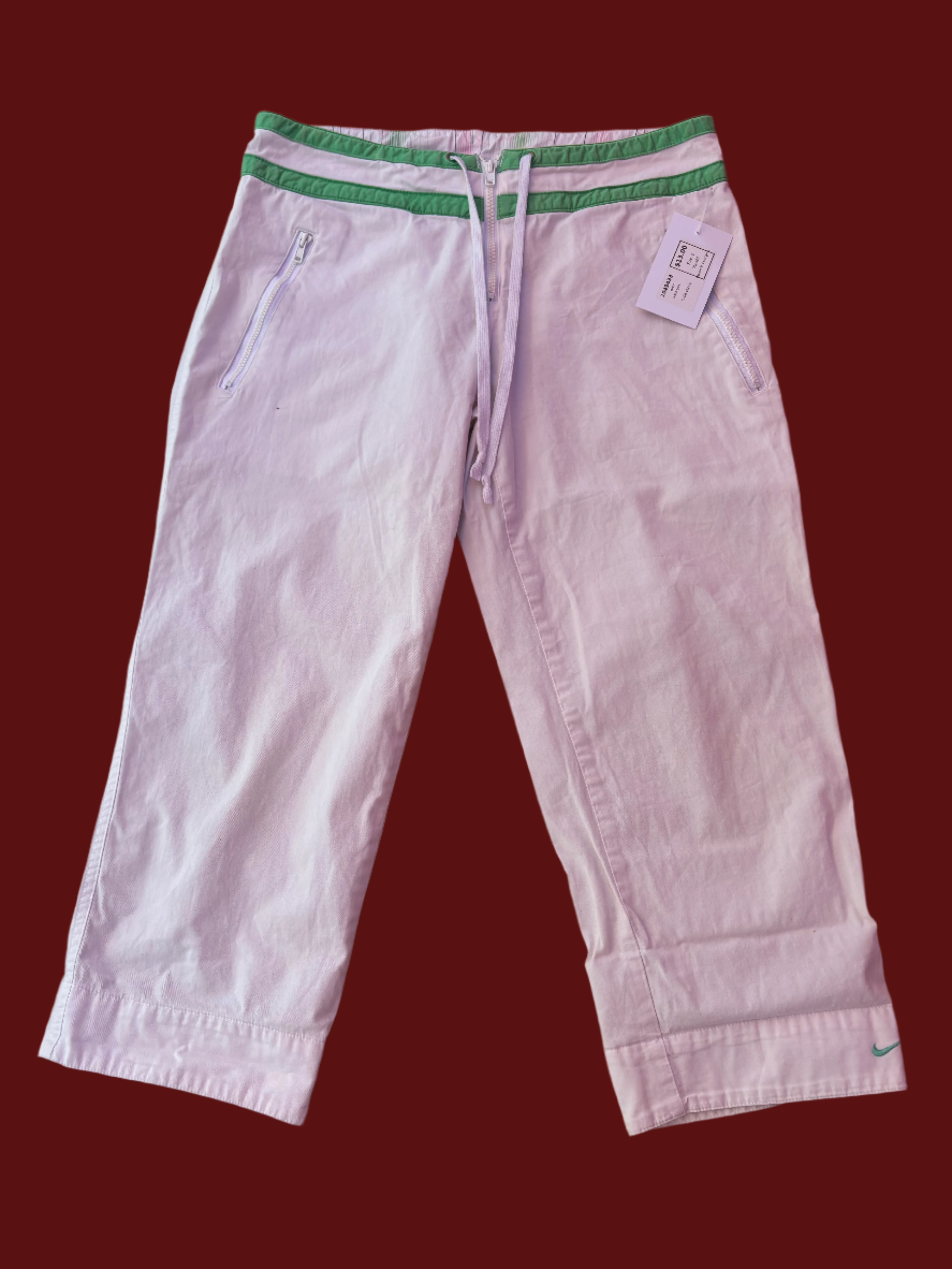 white green nike cutie capris, s