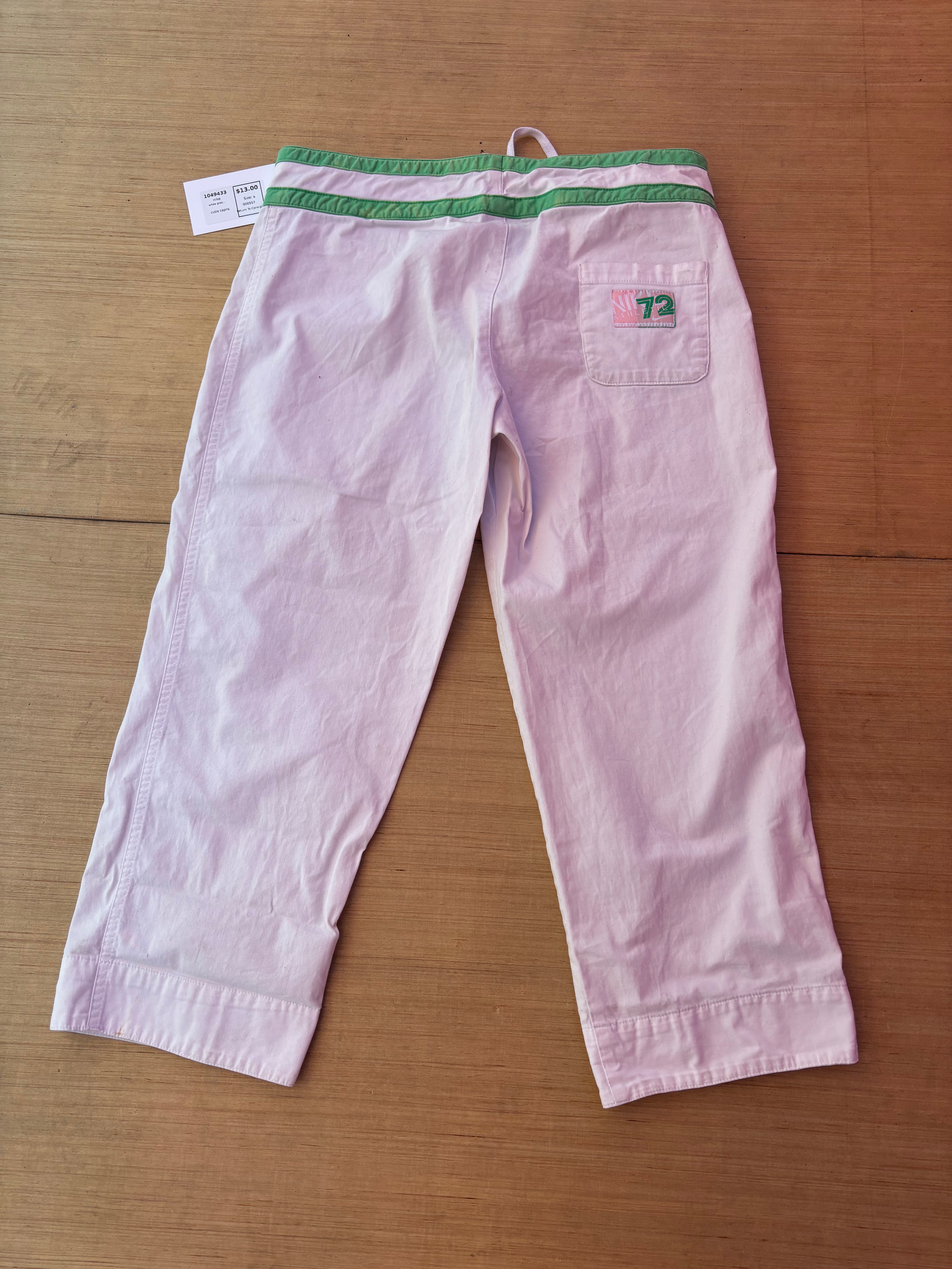 white green nike cutie capris, s