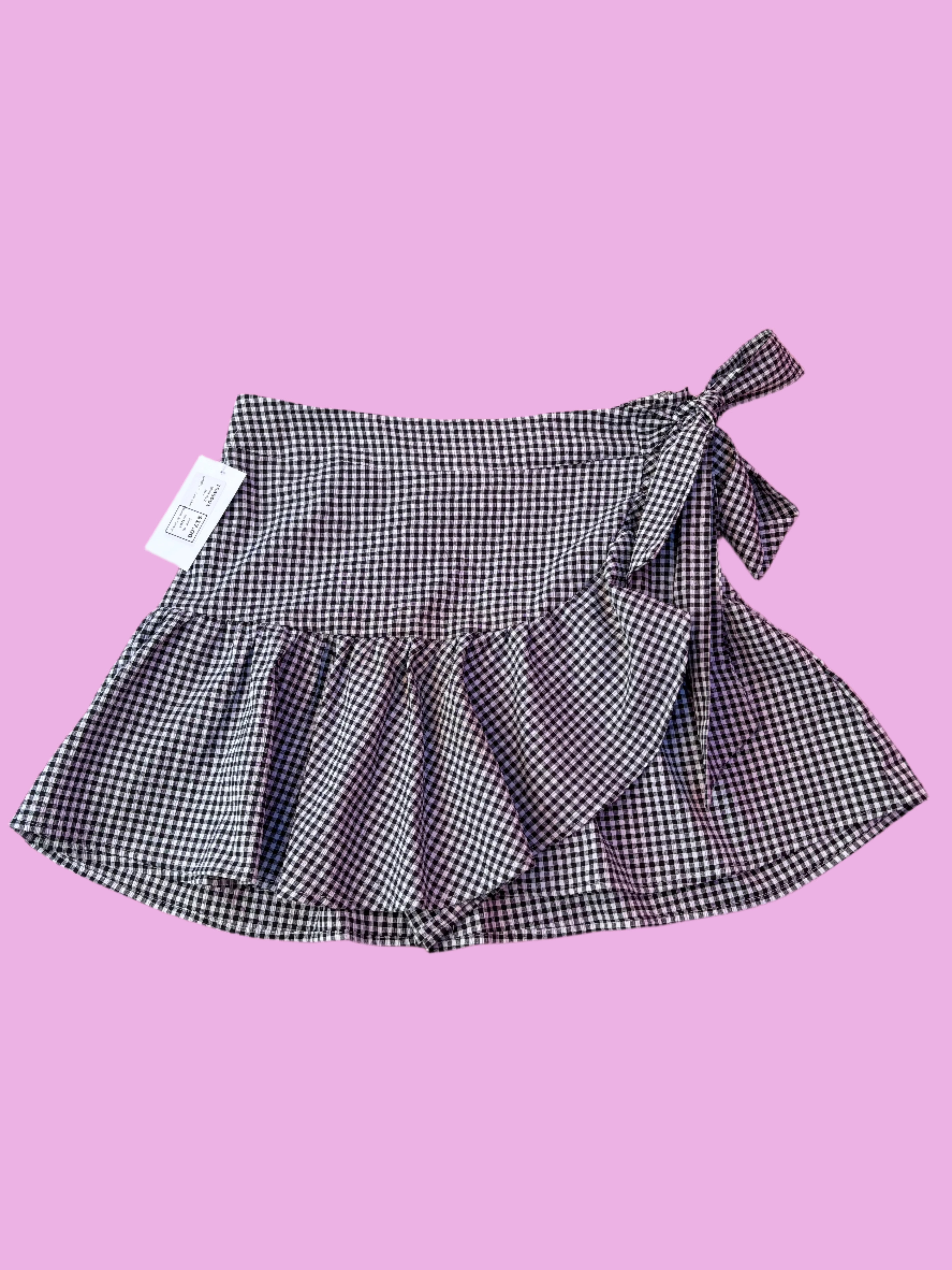 b&w blue rain gingham mini skirt, m