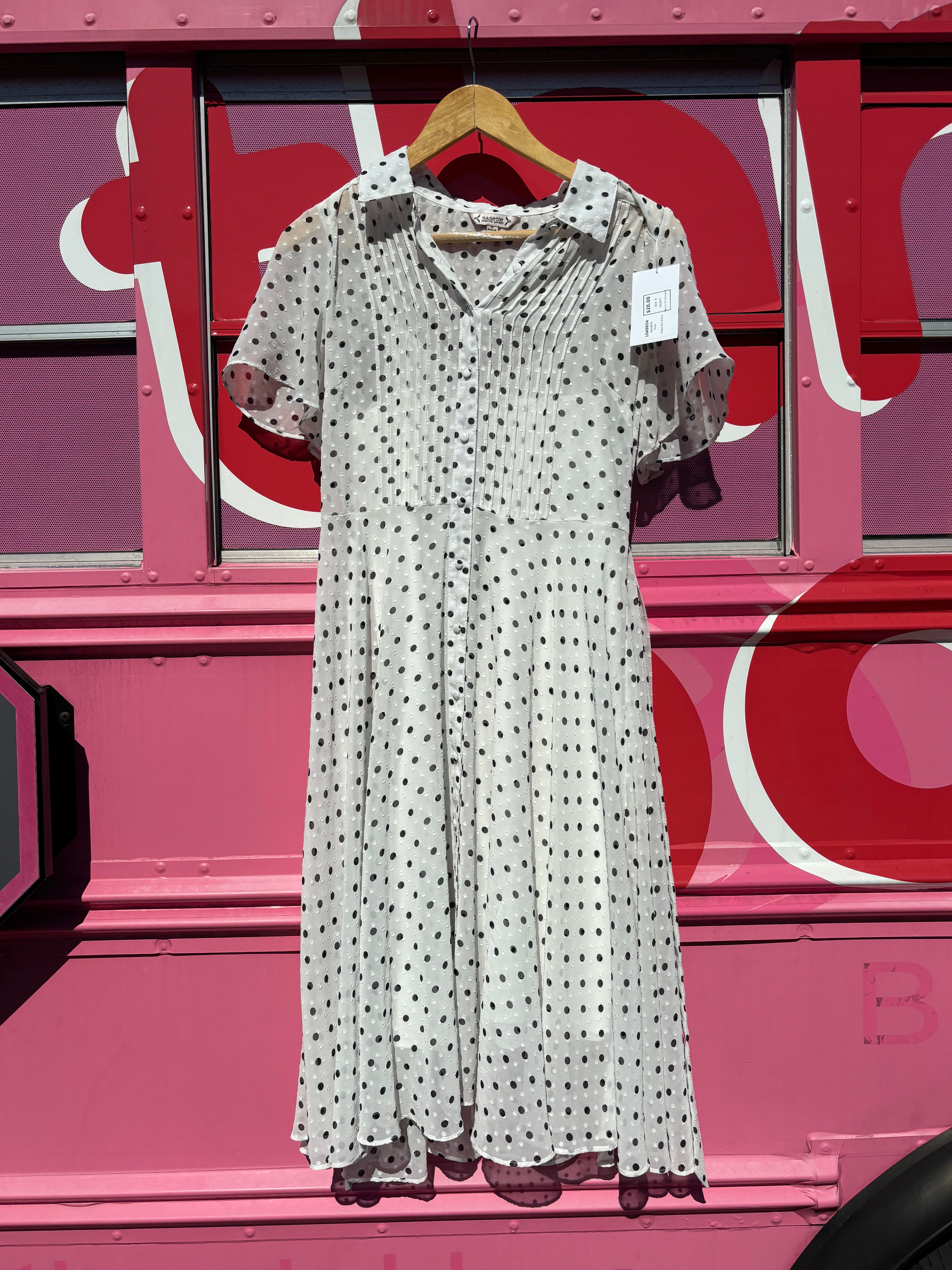 White Nanette Polka dot dress, 6