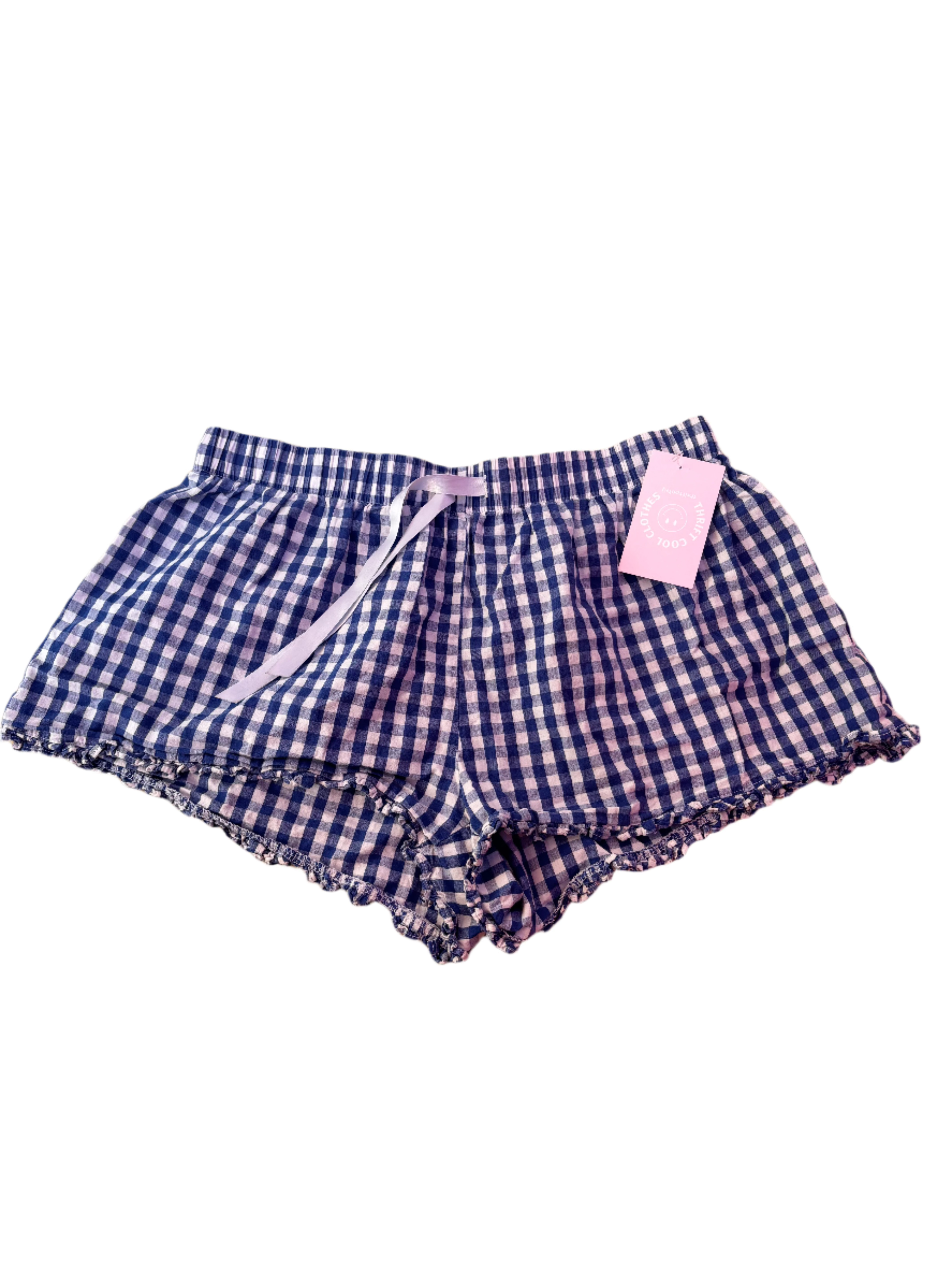 blue white msc gingham shorts, m/l