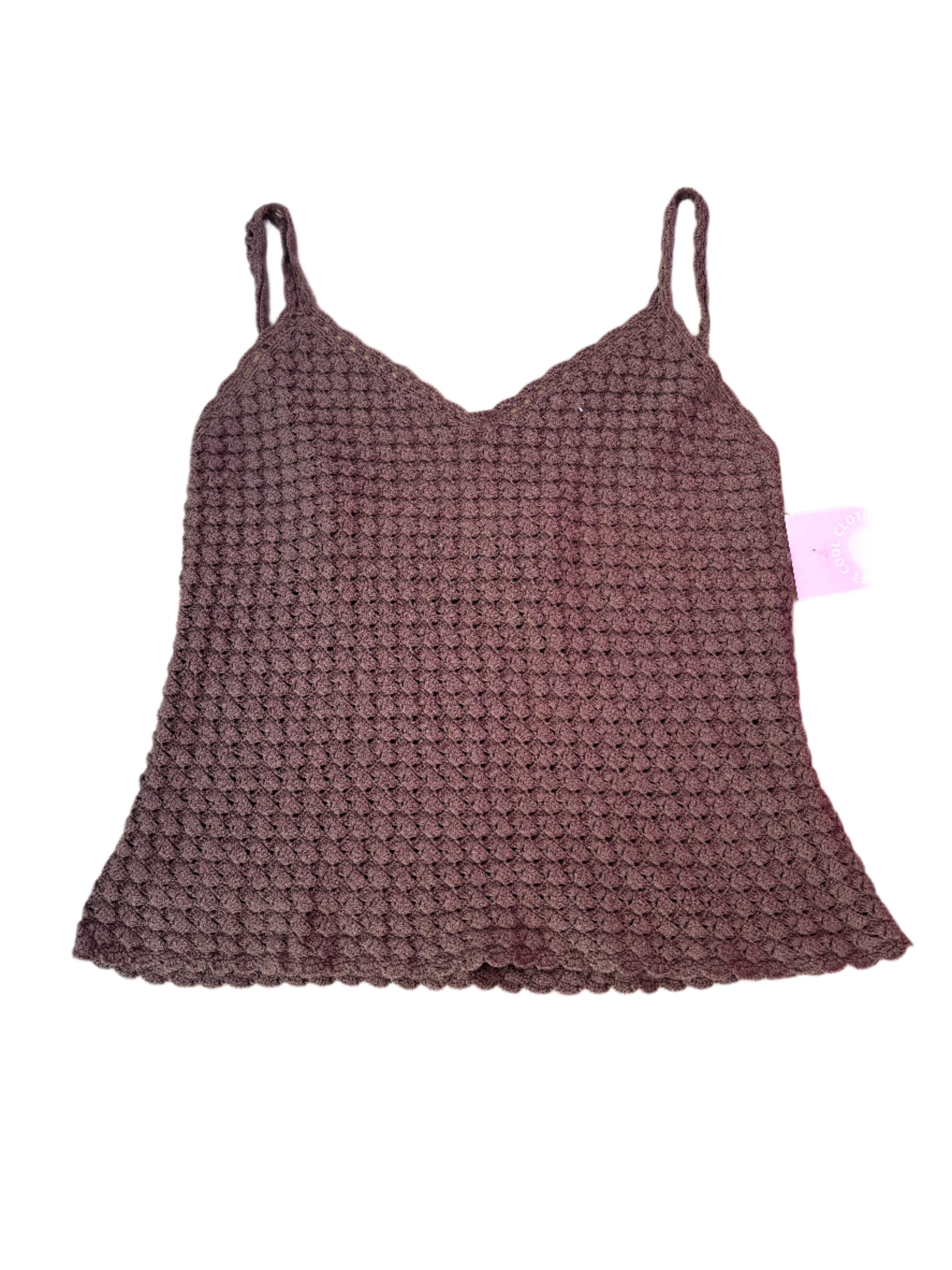 brown ralph lauren silk cotton crochet tank, m