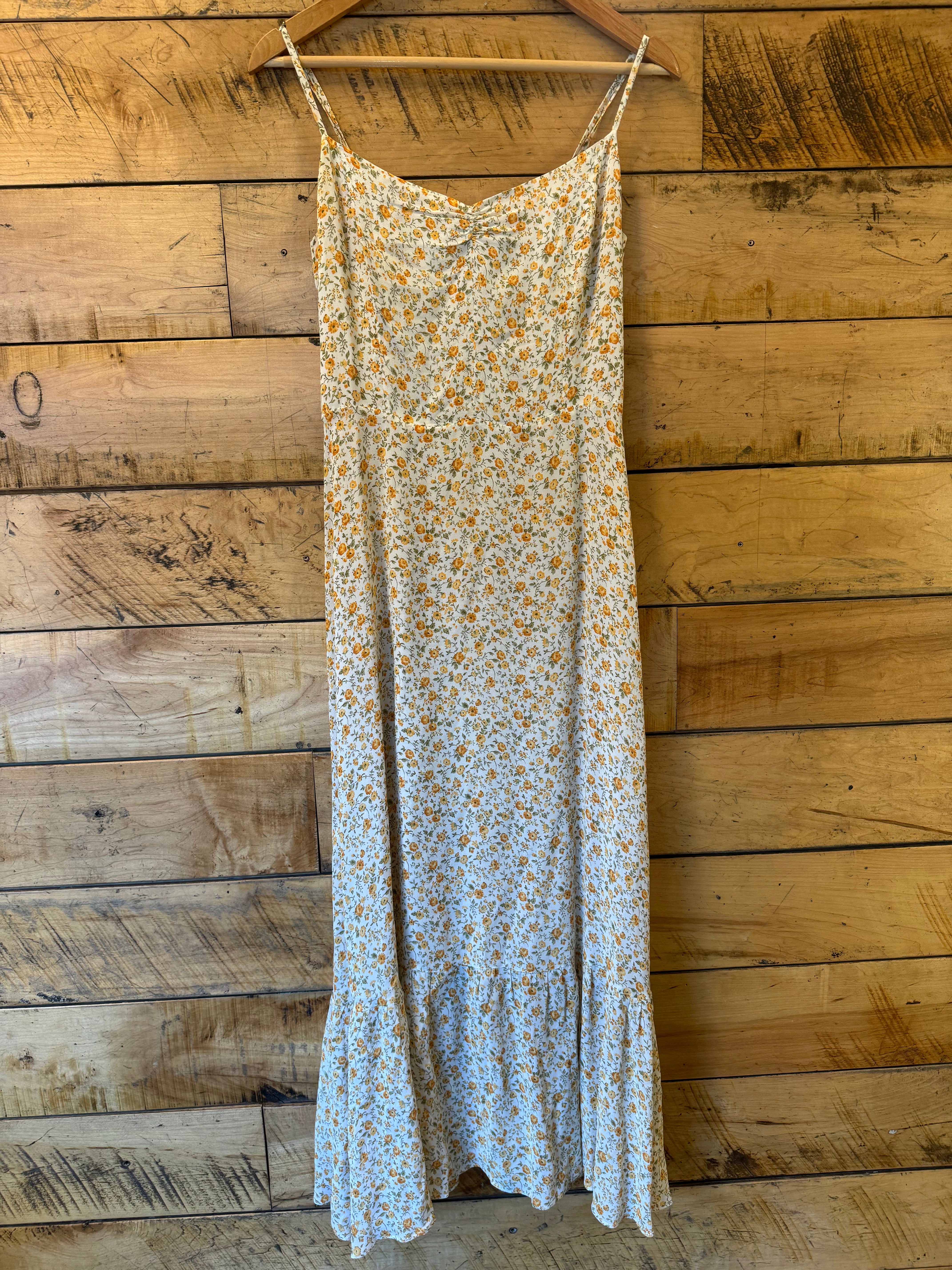 Yellow white Reformation Floral long dress, 10