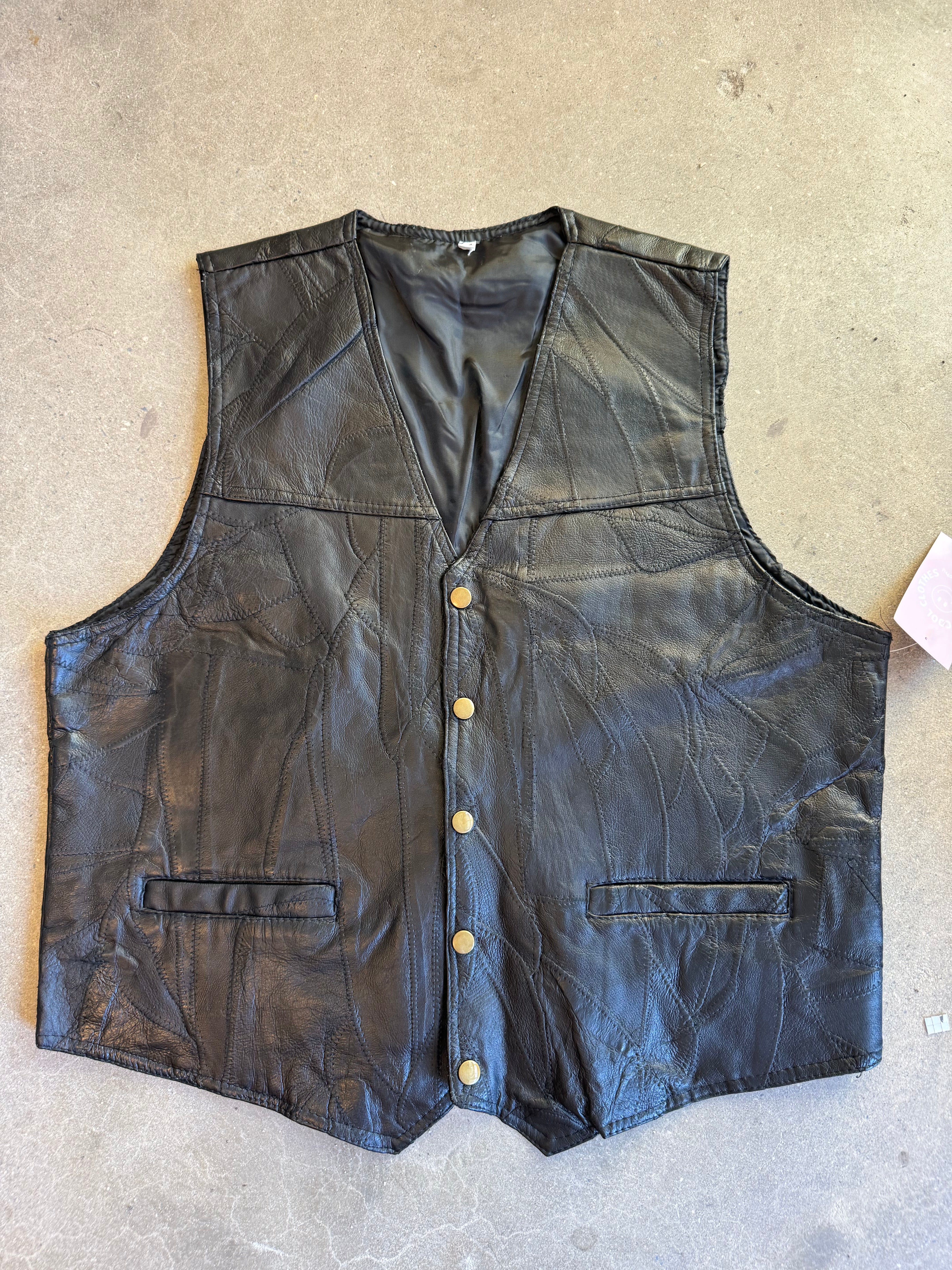 black  100% Leather vest, XXL